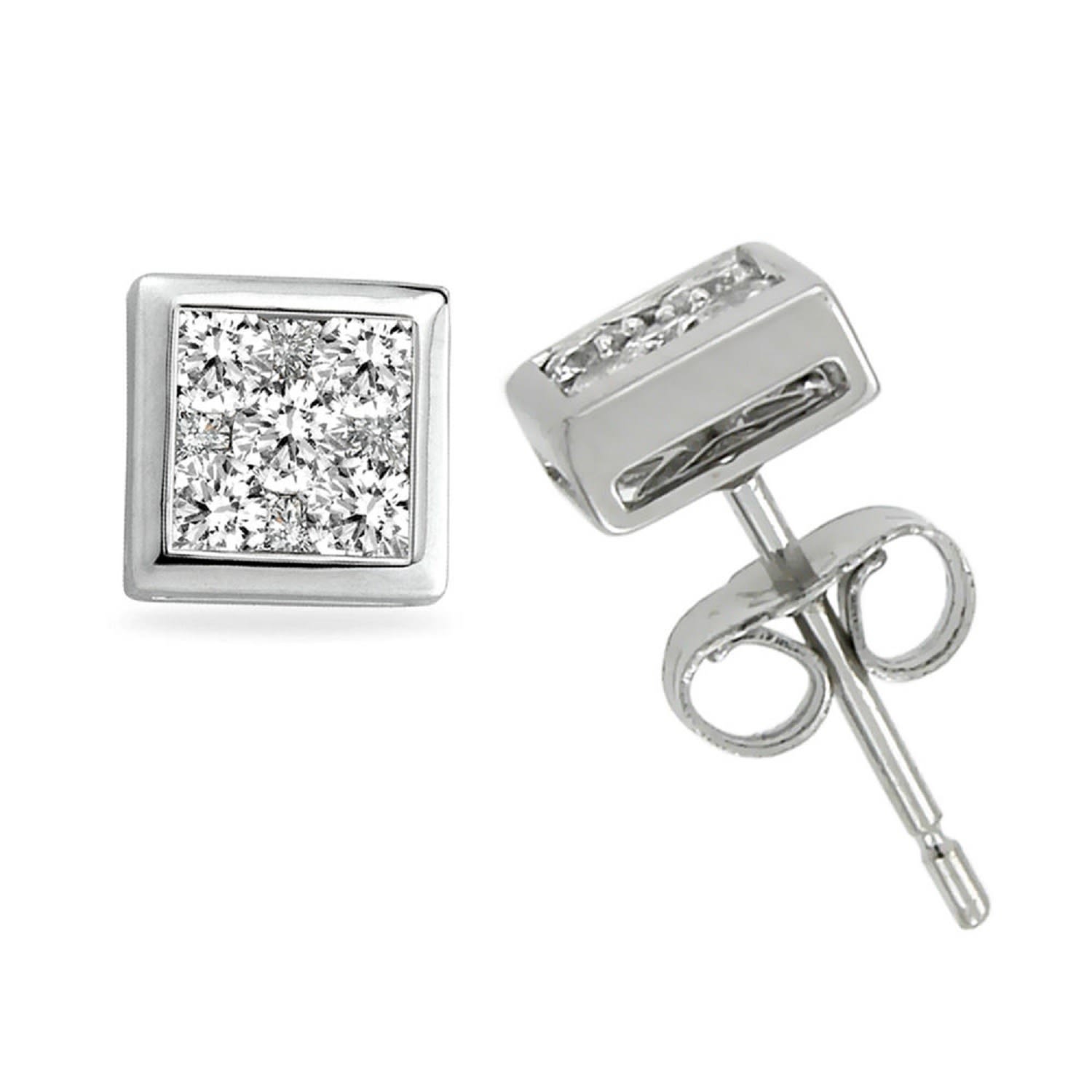 Artisan Women's Classic Square Diamond Stud Earrings In 18k White Gold In White