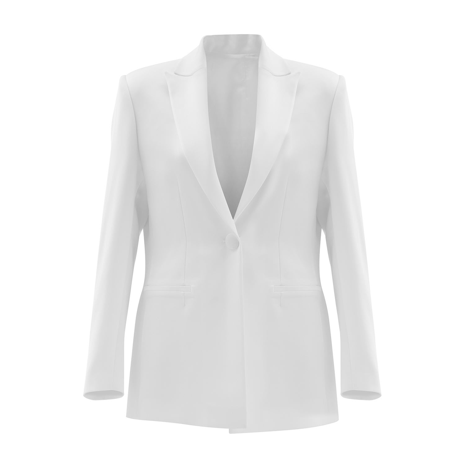 Women's Logan Ecru White Matt Italian Satin Blazer | Medium | Fickle Hearts