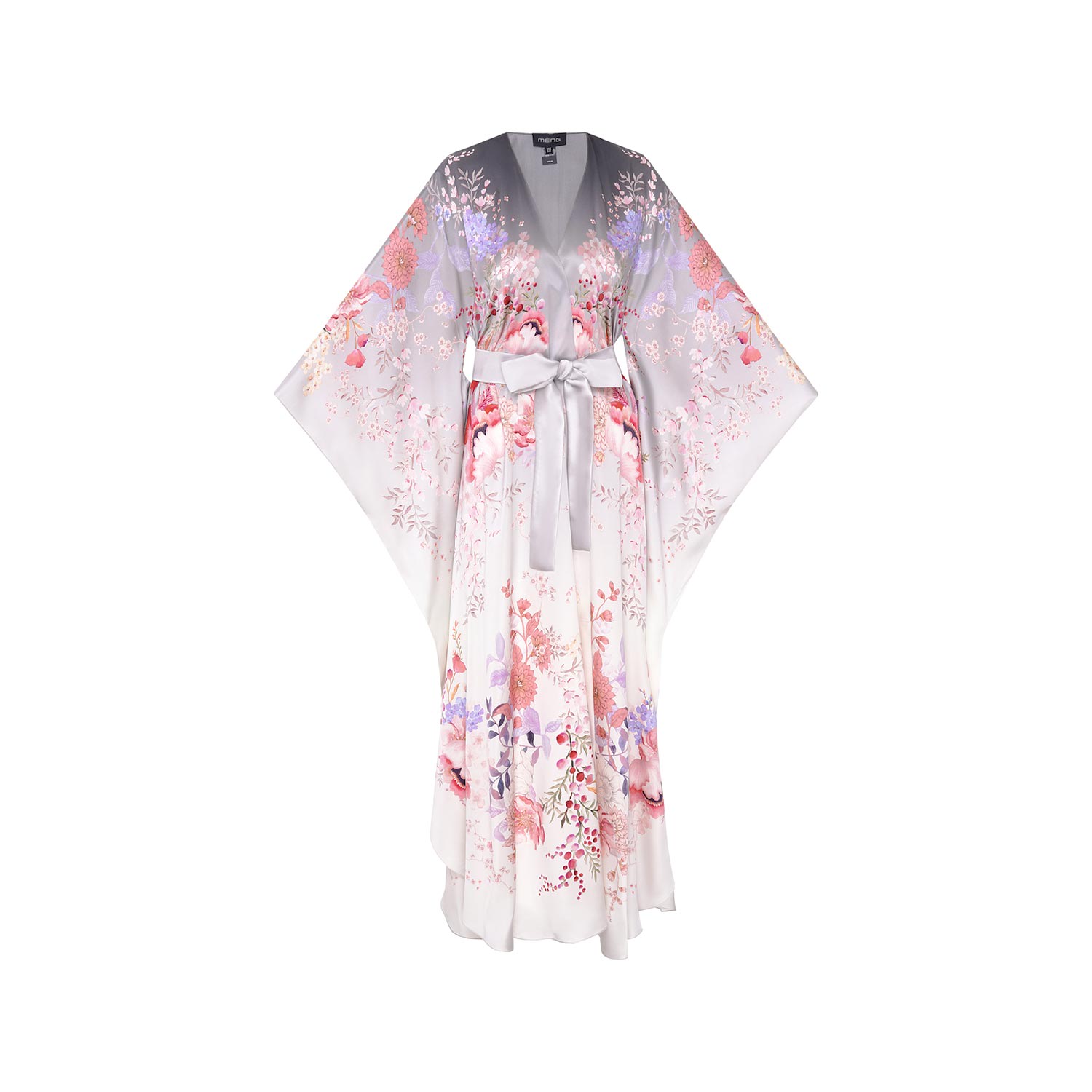 Meng Women's White / Silver Silver Ombre Silk Satin Wrap Dress In Pink