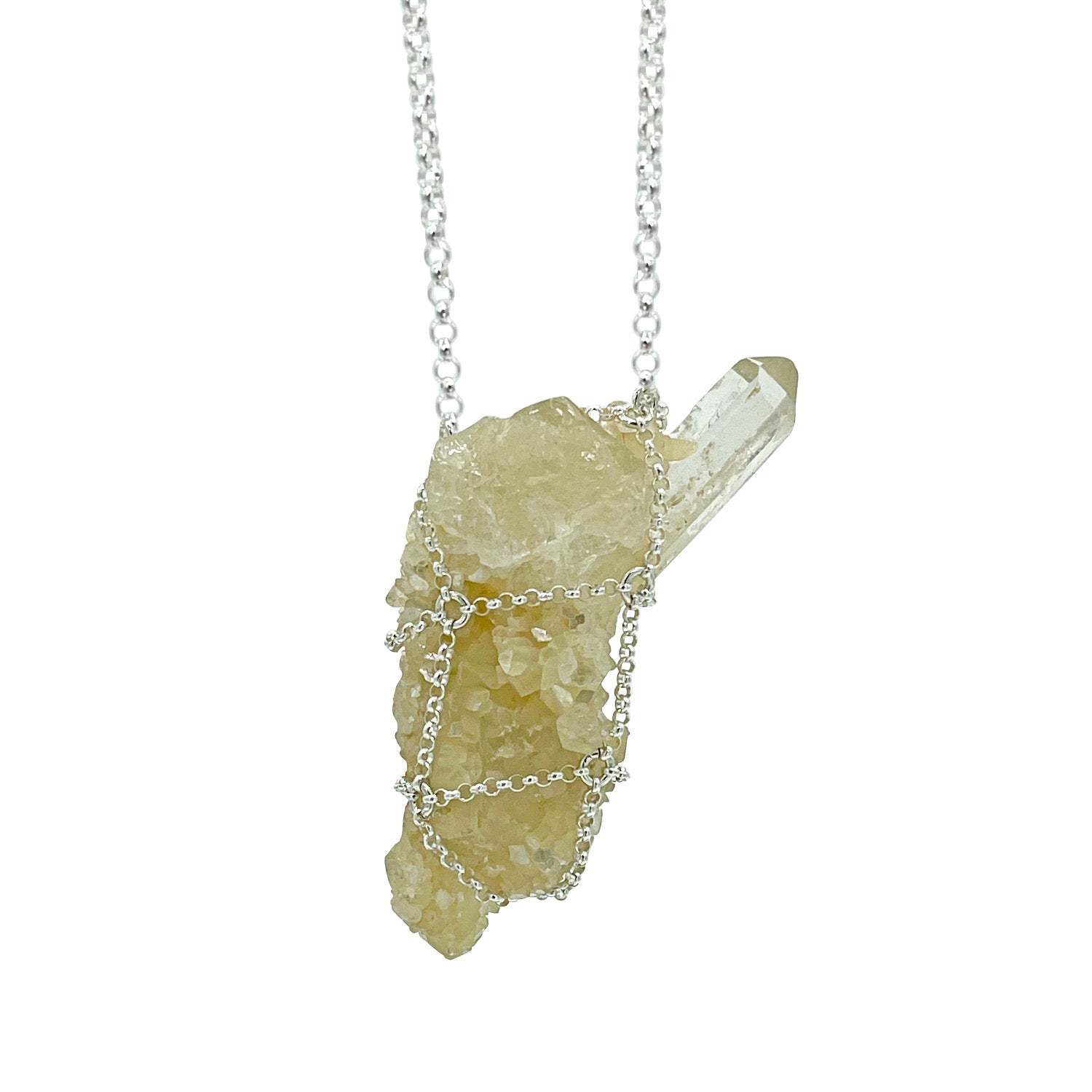 Mhart Women's Silver Druzy Quartz Pendant