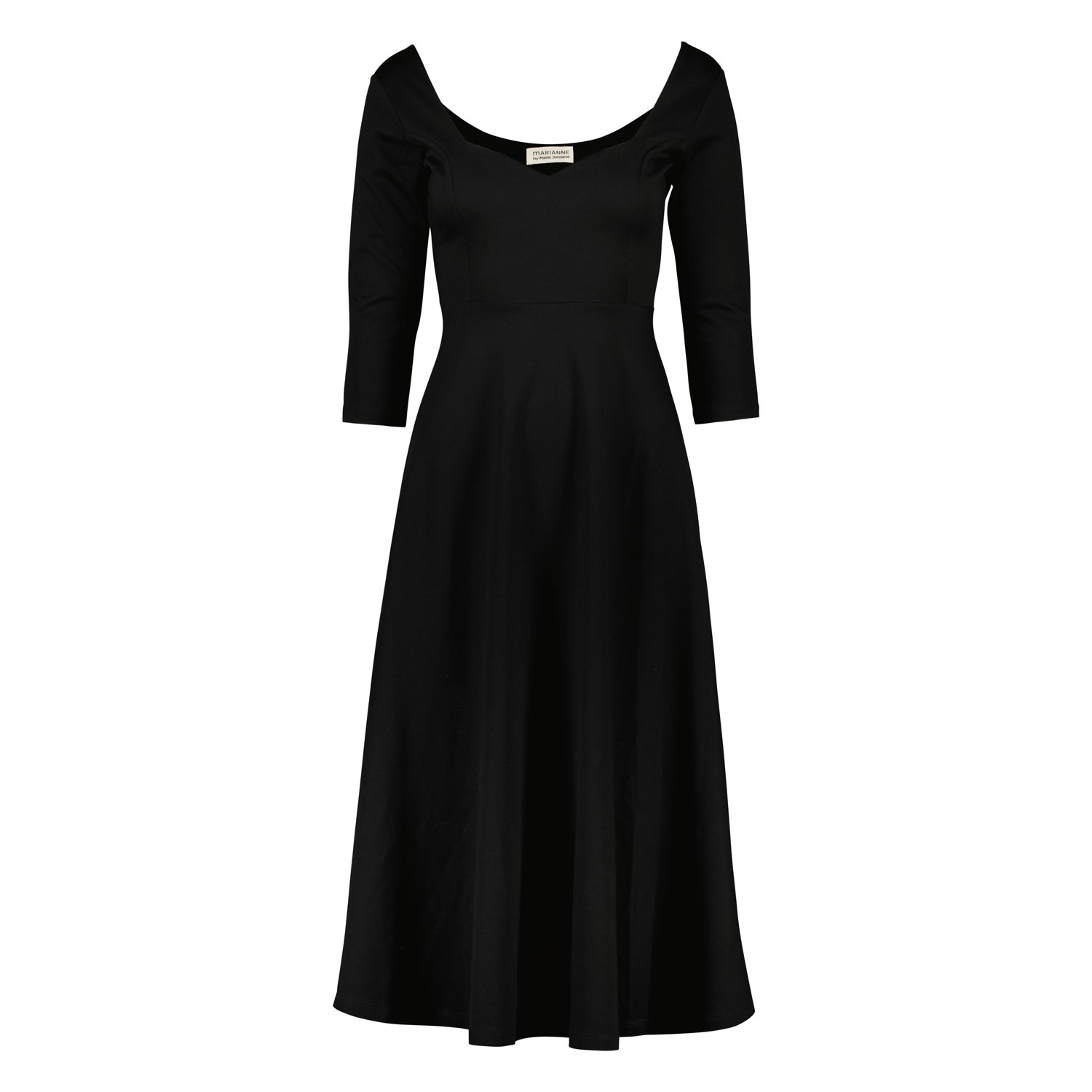 Marianne By Marie Jordane Women's Katy Midi Dress Heart Neckline Black In Black