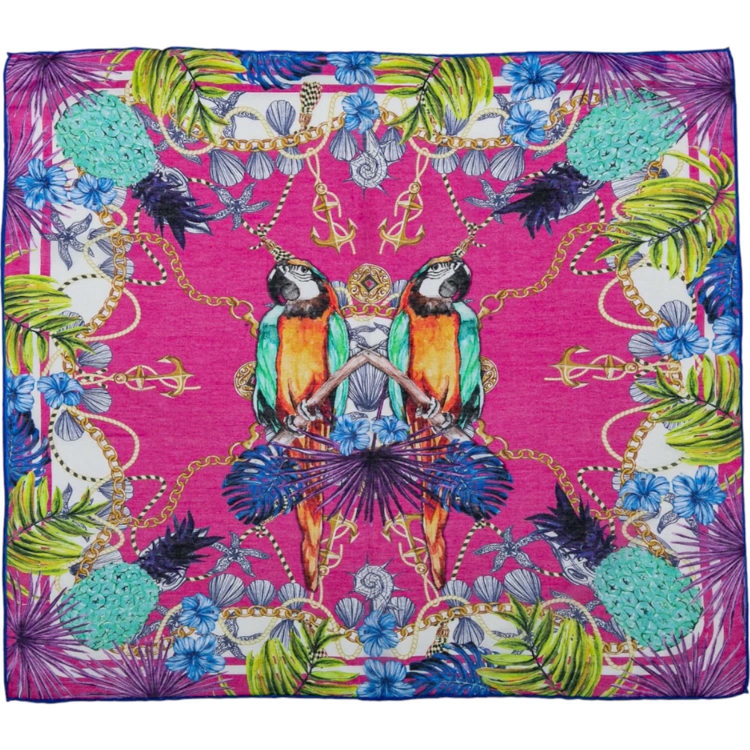 Perlavera Women's Romy Parrot Pink Printed Silk Small Scarf In Pink