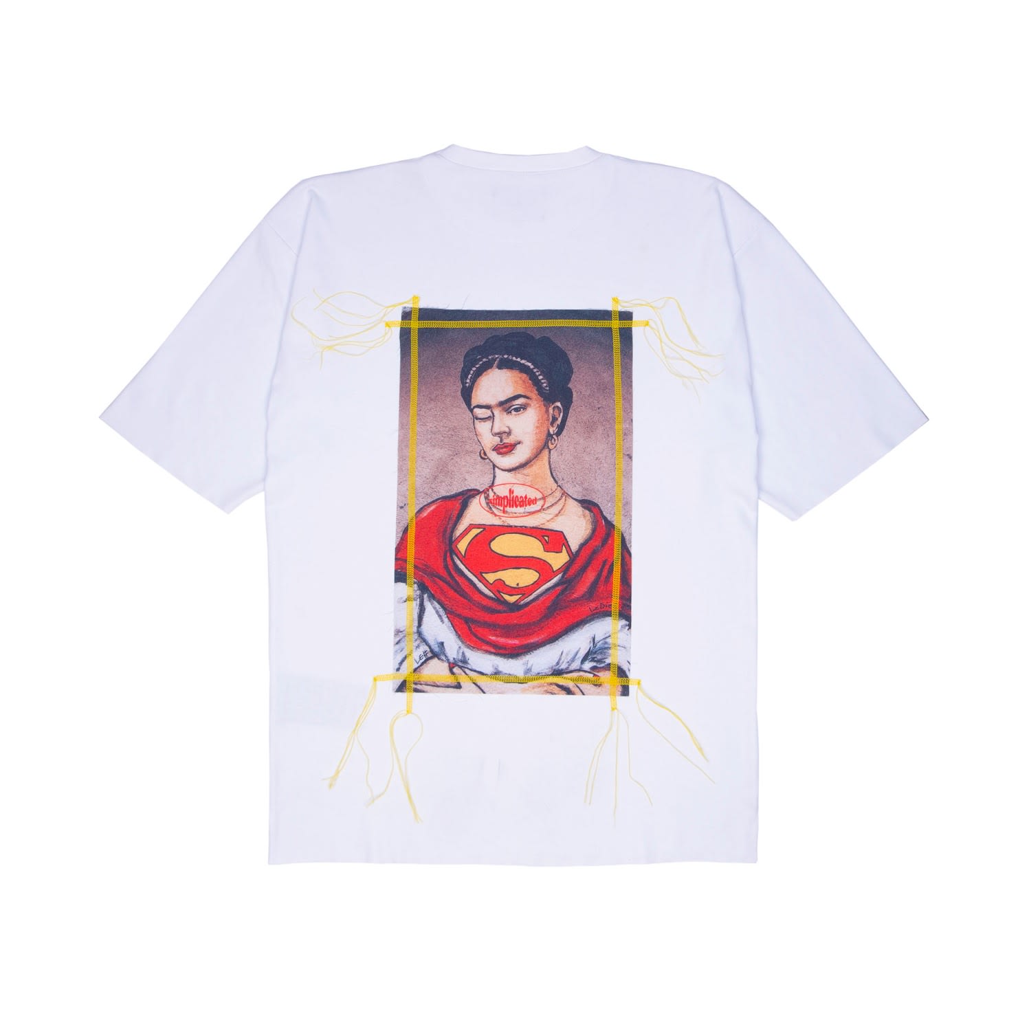 Men’s White / Yellow / Orange Oversized White T-Shirt With Super-Frida Design Extra Large Mysimplicated