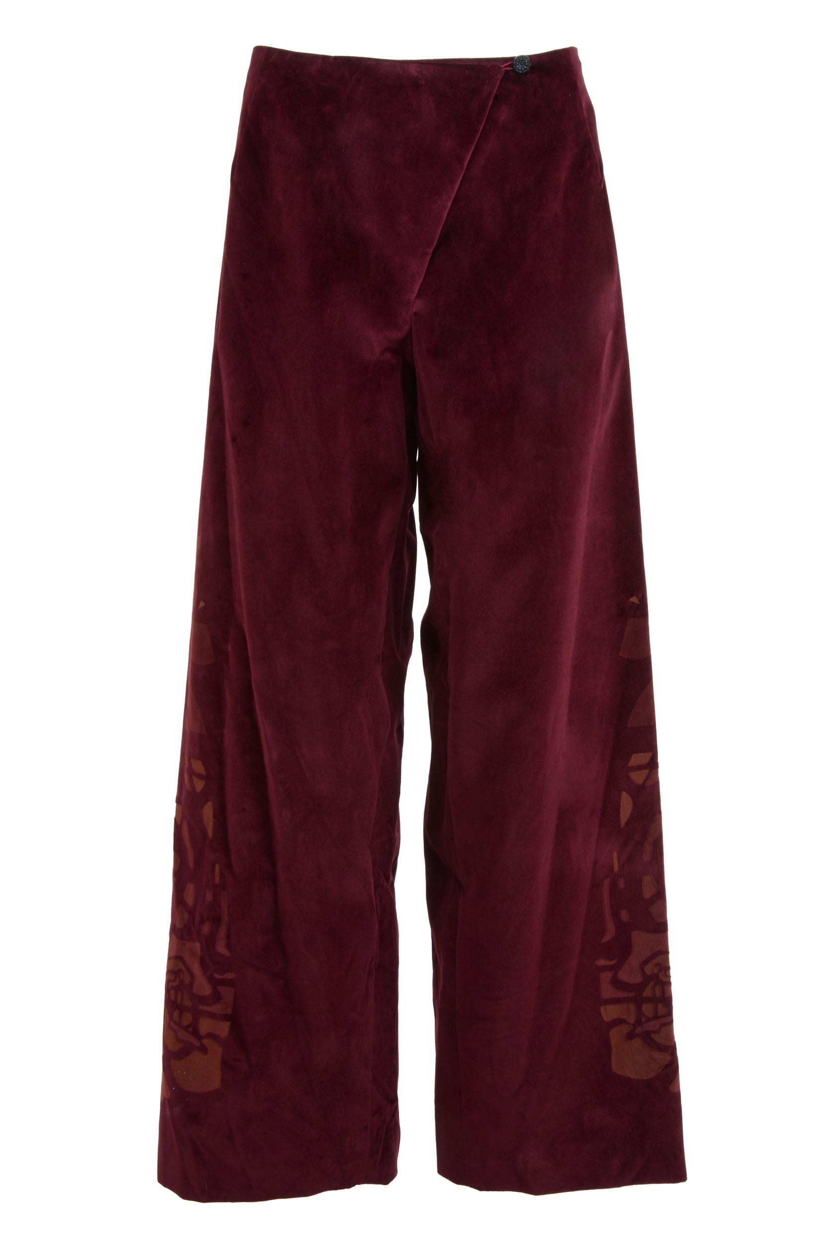 Natalia Petruch Women's Red Brigette Trousers In Burgundy Velvet With Laser Cut Details In Red