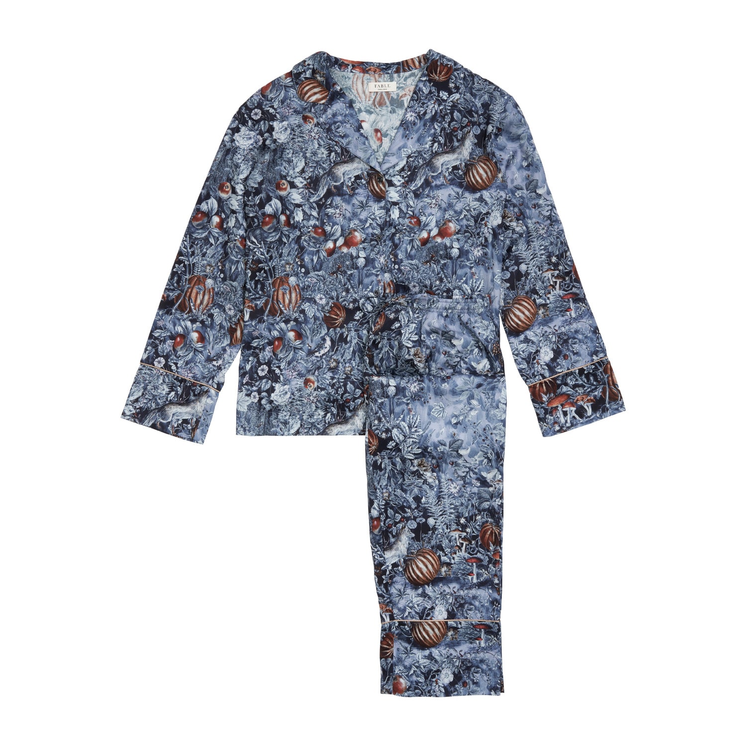 Women’s Fable Nocturnal Garden Pyjamas Midnight Blue Medium Fable England