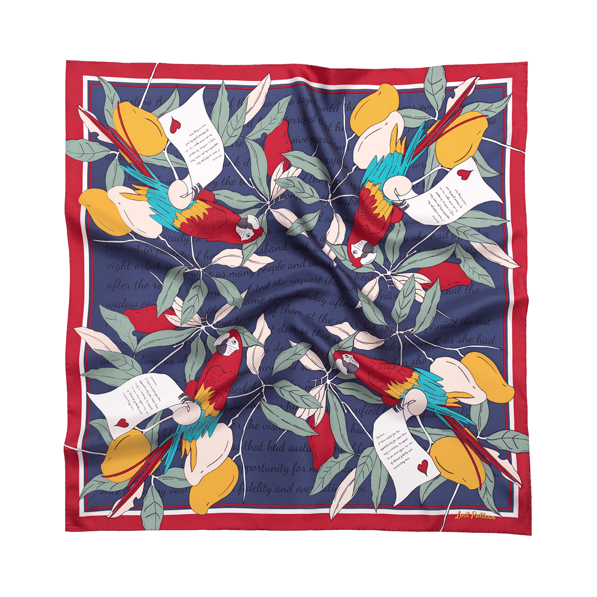 Women’s Blue / Red El Amor Silk Bandana - Red & Blue Lost Pattern Nyc