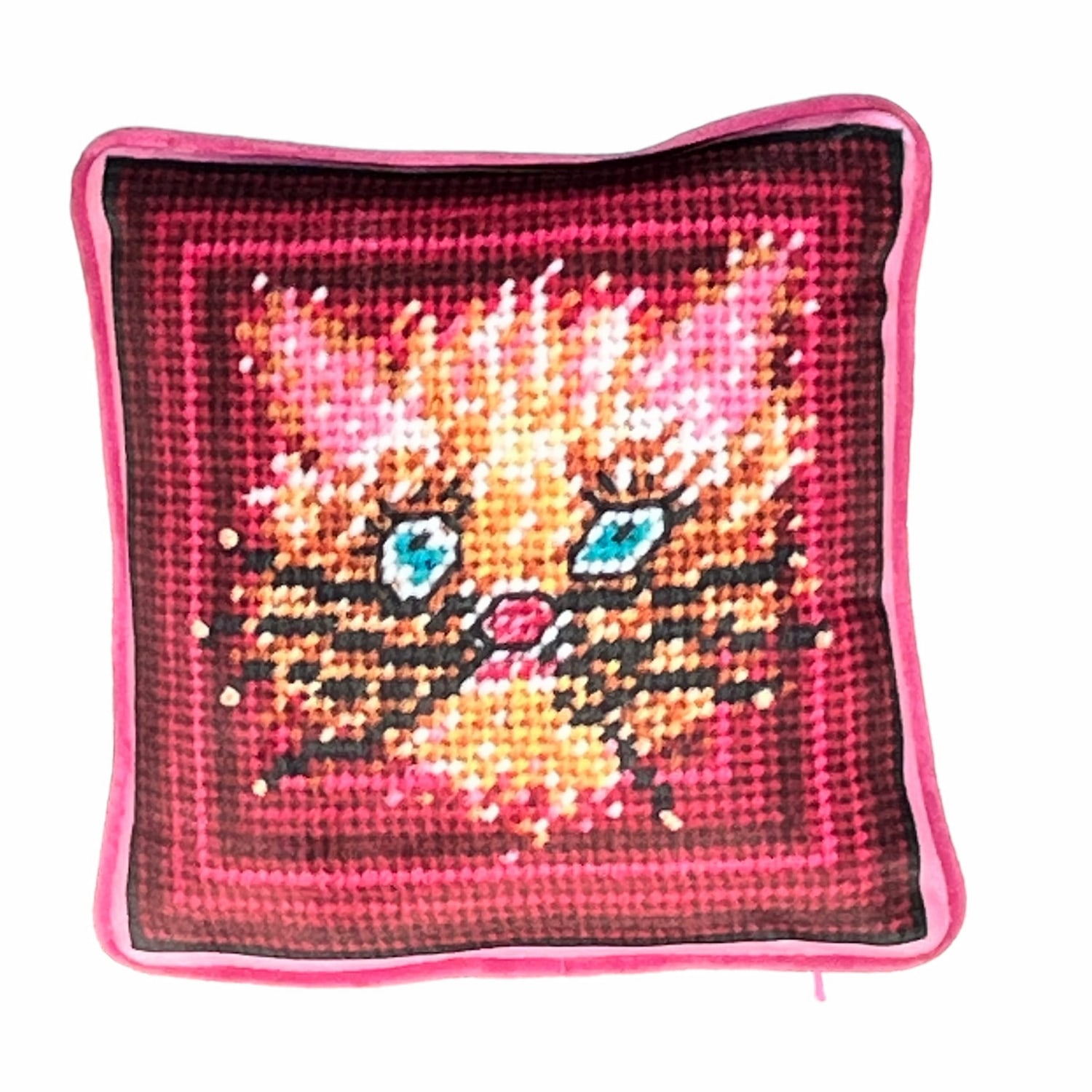 Pink / Purple Velvet "Choupette" Kitty-Cat Custom Made Toss Pillow Mommani Threads