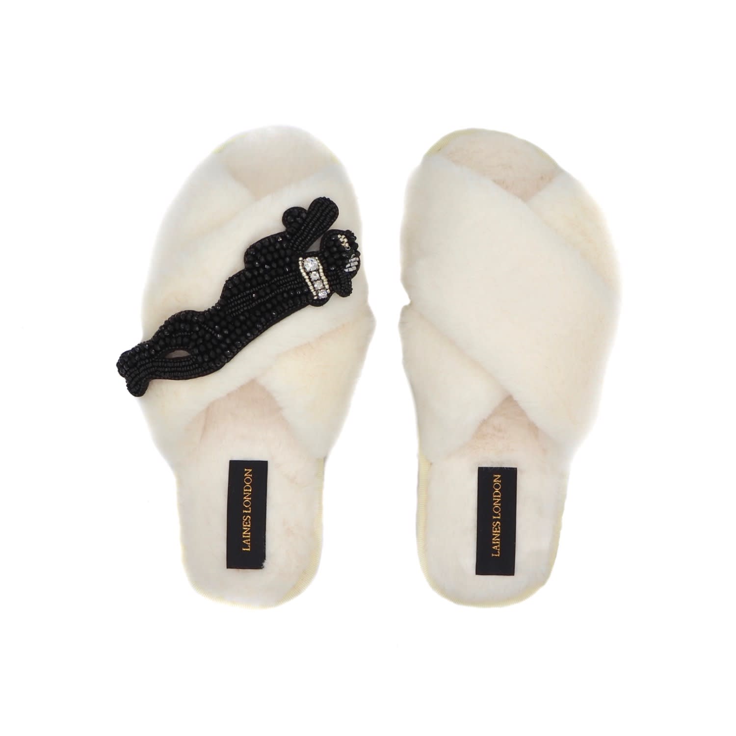 cream fluffy slippers