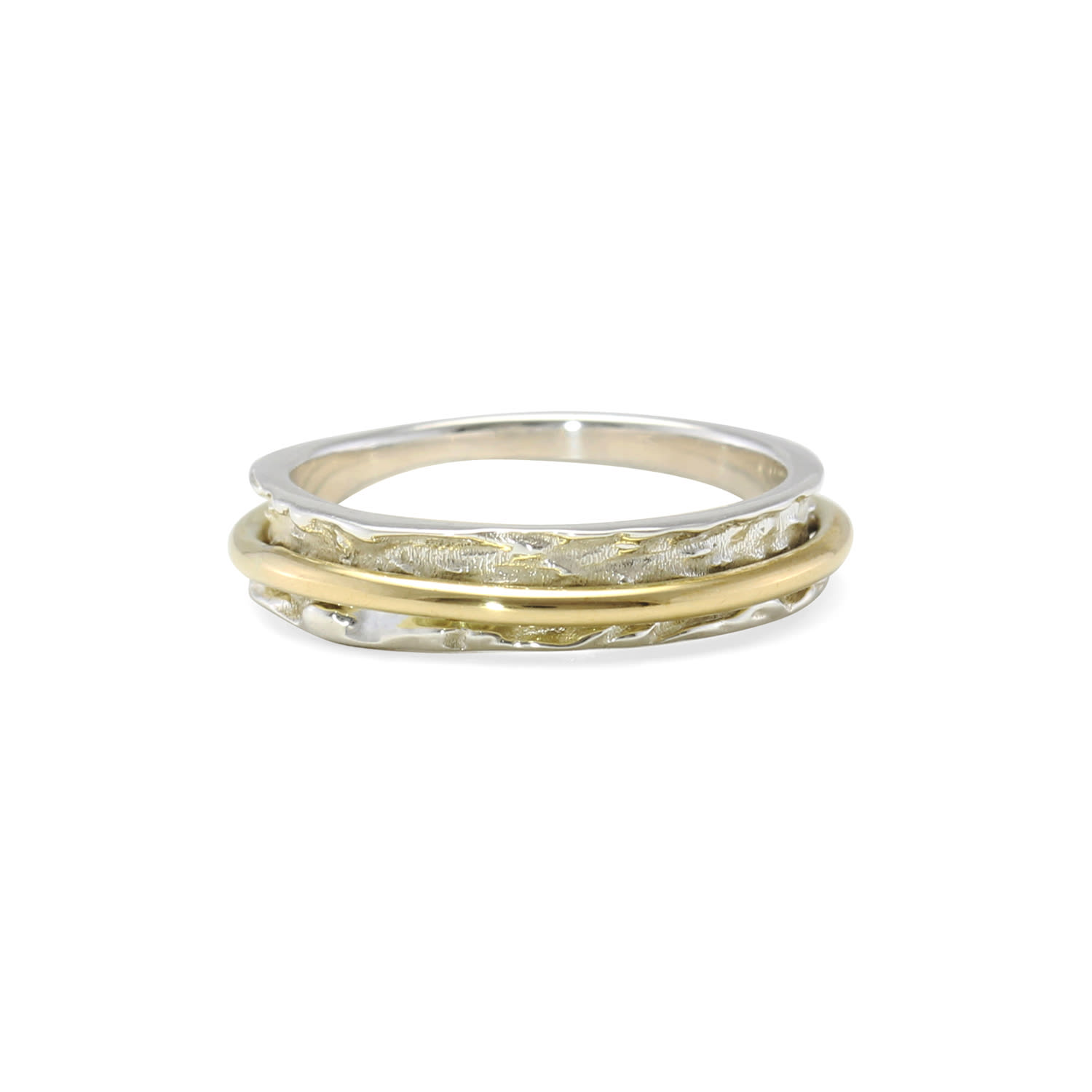 Isla Silver Women's Gold / Silver Dainty Silver & Brass Spinner Ring