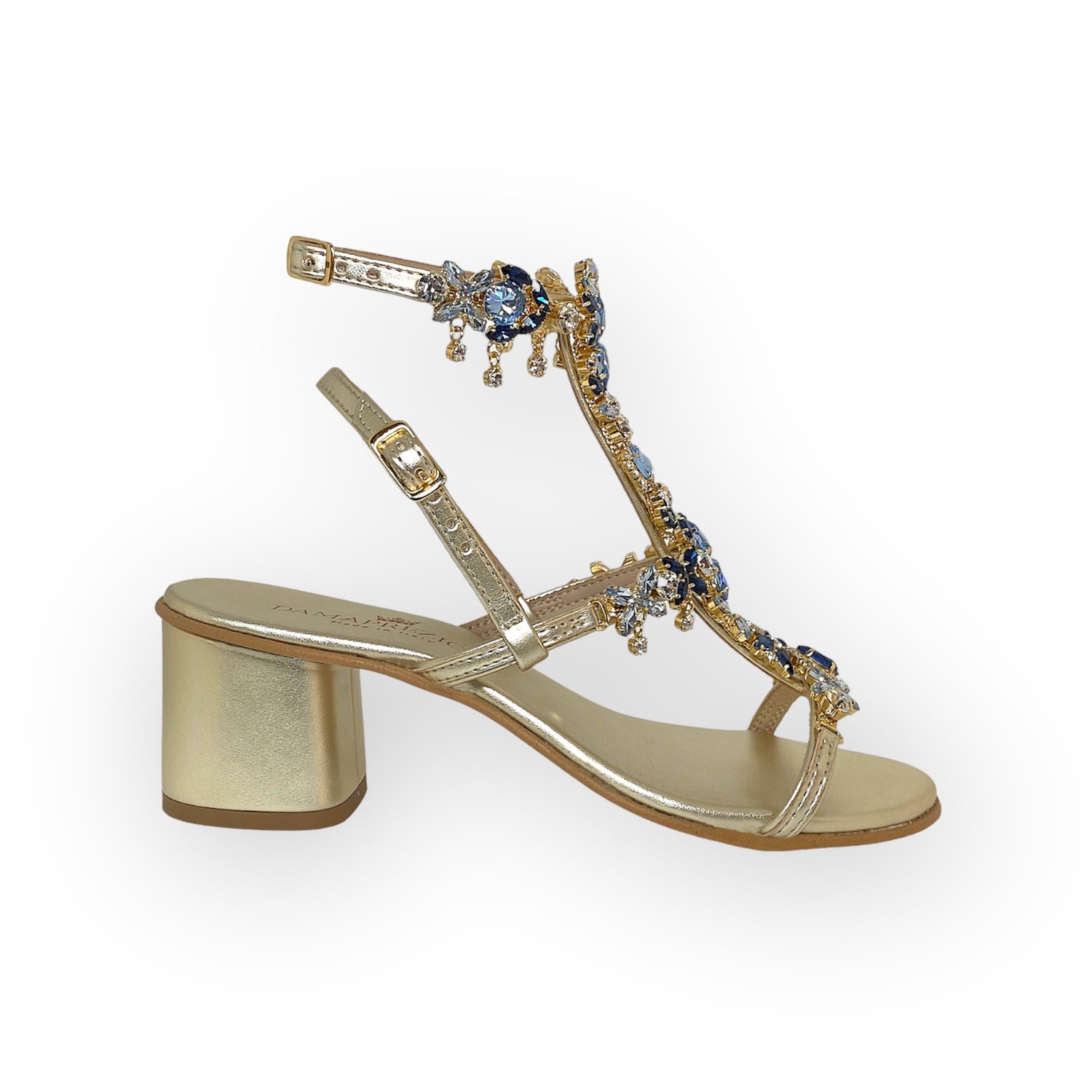 Women’s Gold / Blue Ocean Blue Matilde Jewel Sandals 7 Uk Damapreziosa