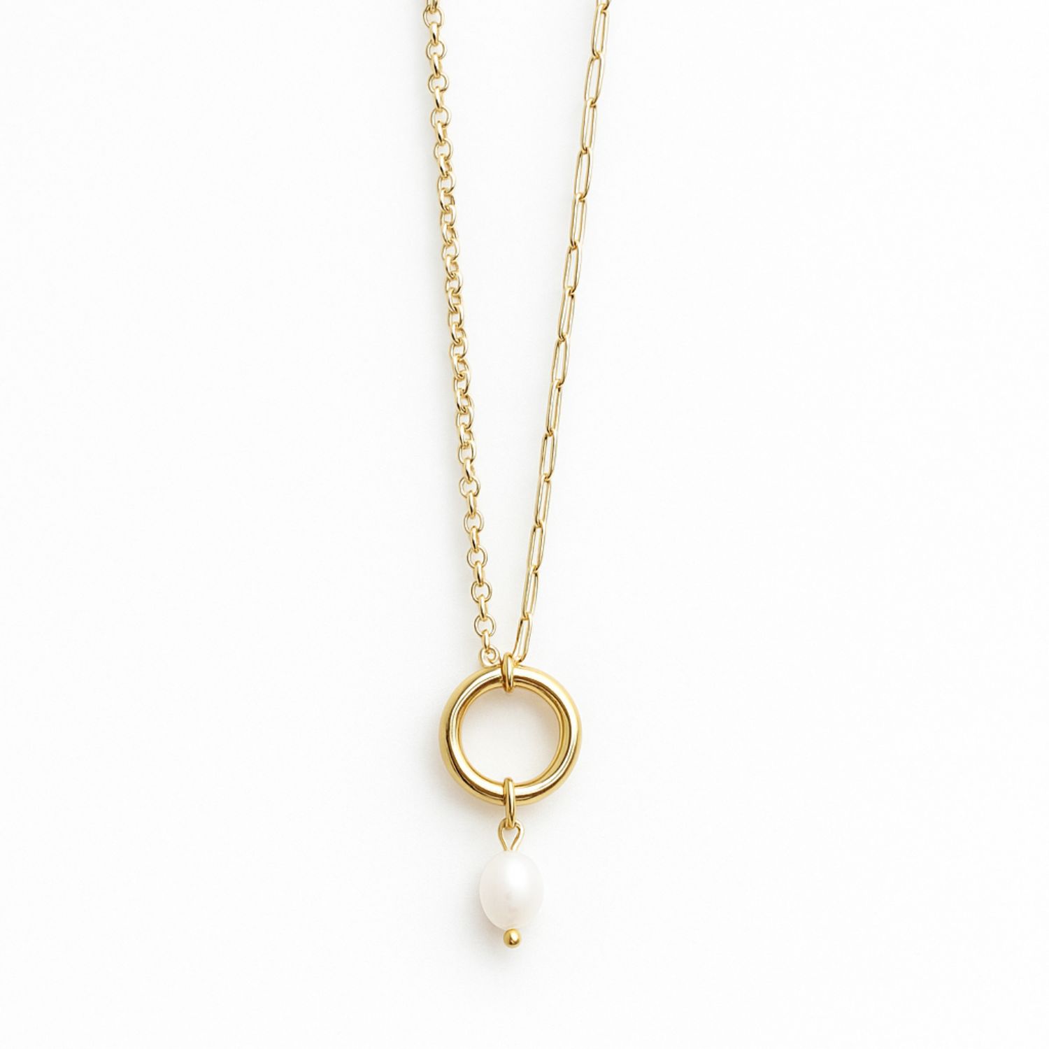 My Little Nature Women's Gold / White Freshwater Pearl Pendant Necklace - Handmade Real Pearl Gold Plated Necklace Fo In Gold