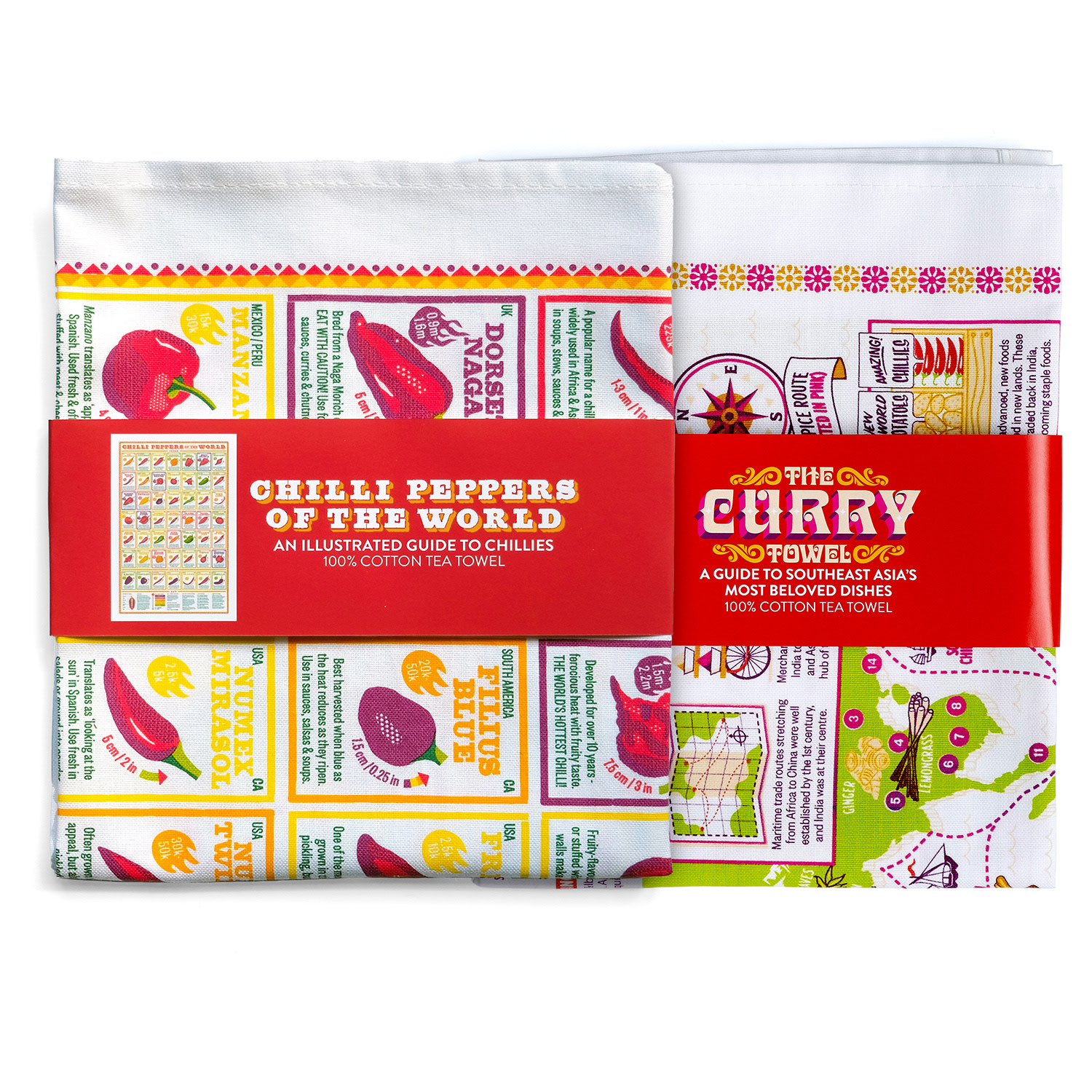 Chilli And Curry Tea Towel Set Stuart Gardiner Design