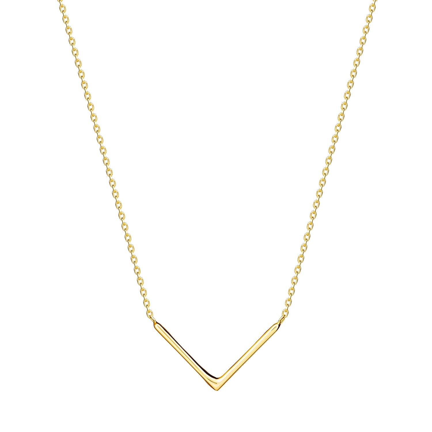 V - Necklace - 14 Karat Gold Necklace for Women - Also in Rose Gold – MOSUO