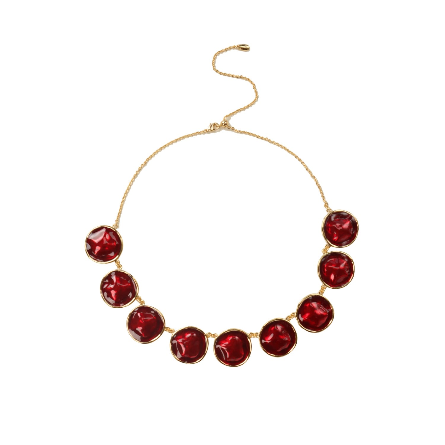 Retro Chic Women's Gold / Red Red Enamel Ripple Necklace