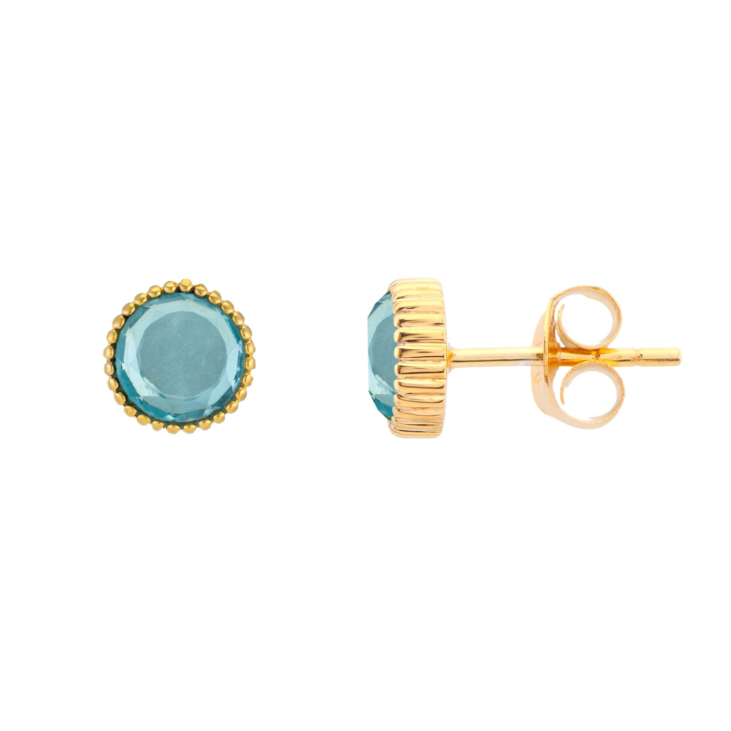 Women’s Blue / Gold Barcelona March Birthstone Stud Earrings - Blue Topaz Auree Jewellery