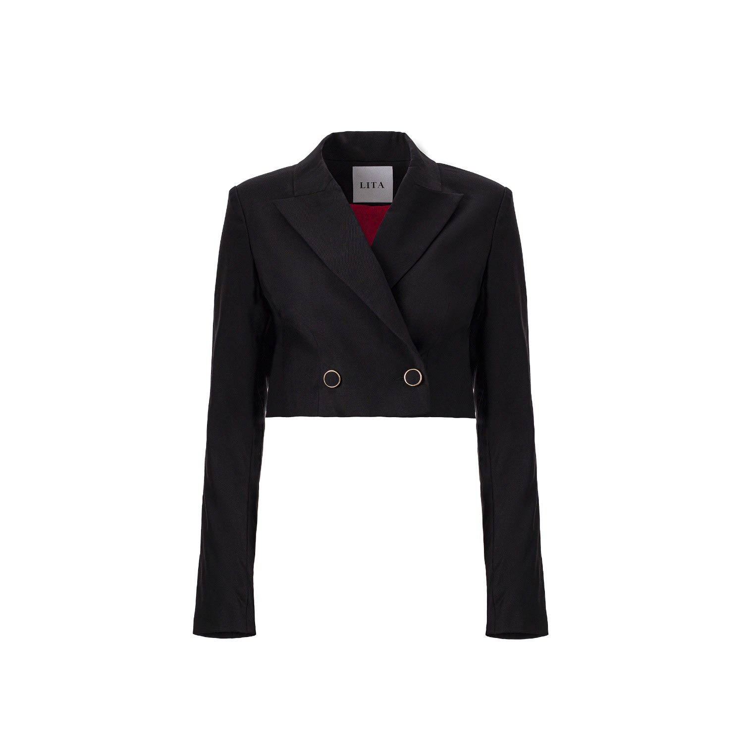 Lita Couture Cropped Wool Blazer In Black In Black
