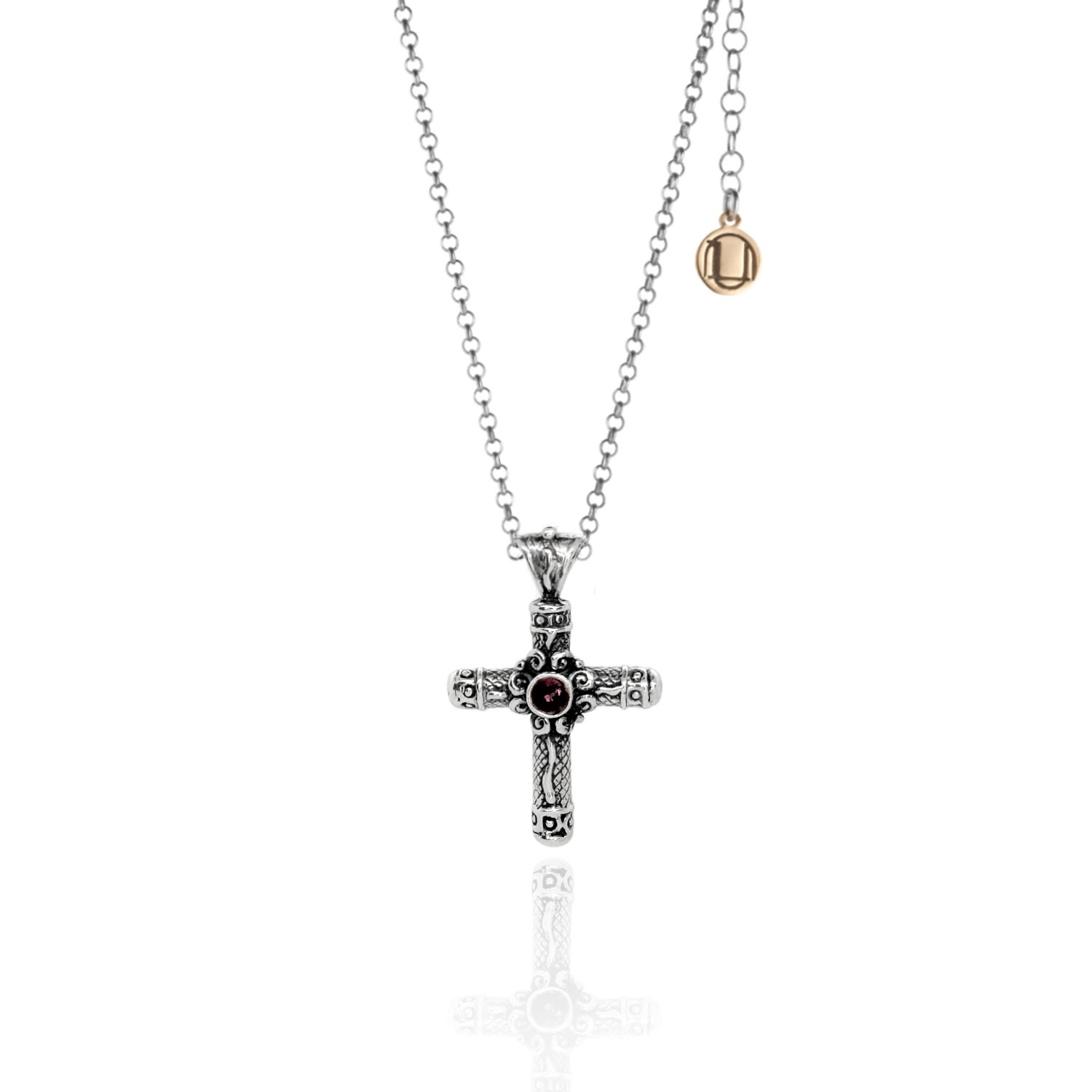 Unaloe Women's Silver / Red Purity Cross Silver Necklace With Ruby