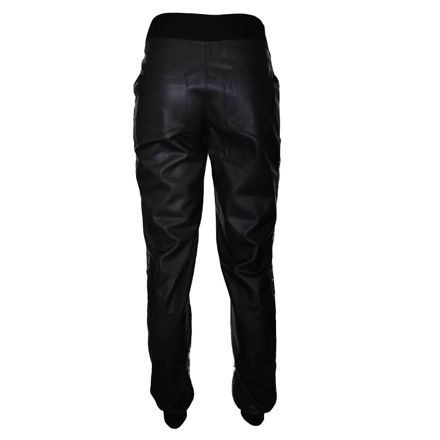 FAUX LEATHER LAMBO TRACK PANTS / BLK