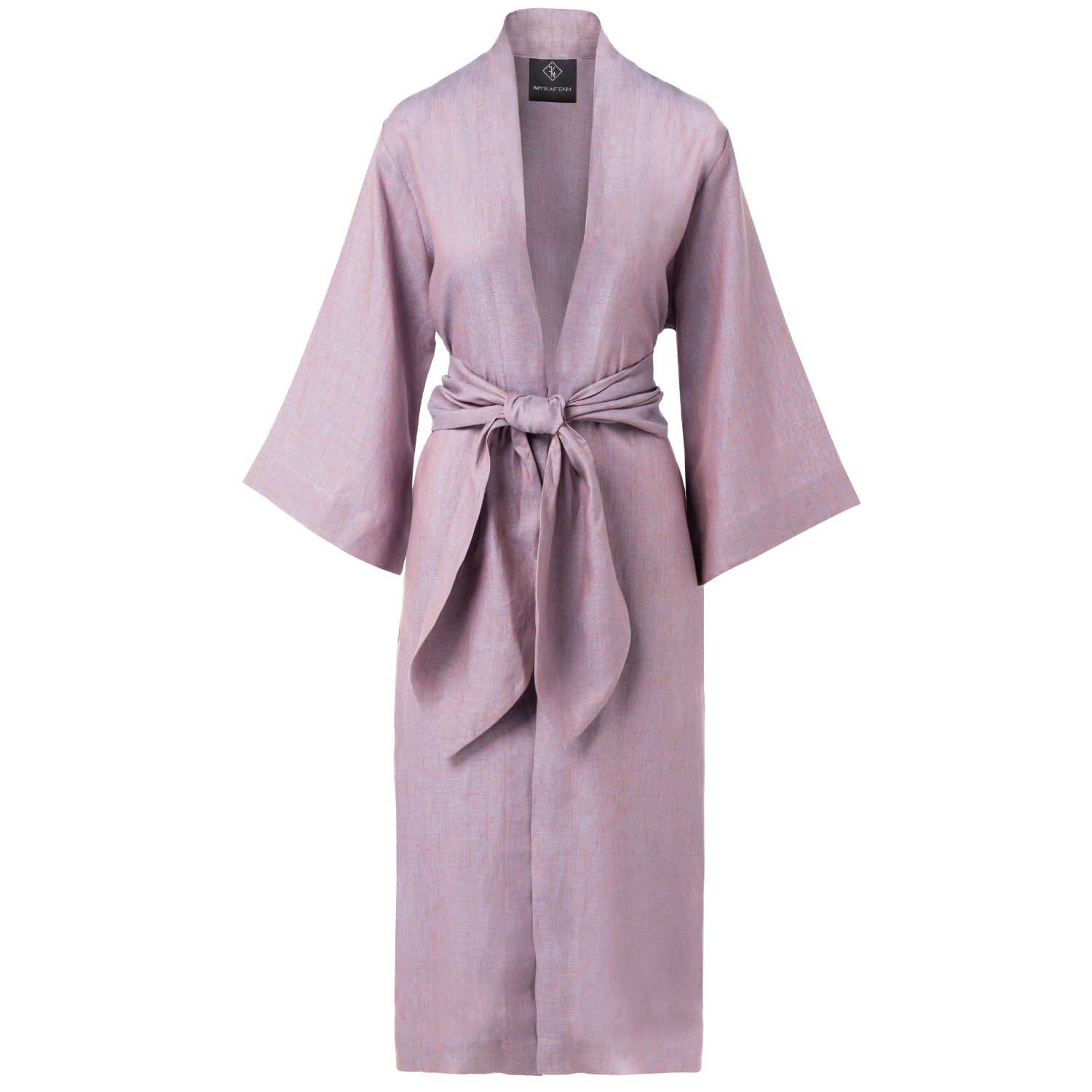 Mykaftan Women's Pink / Purple Linen Kimono In Lavender Color In Pink/purple