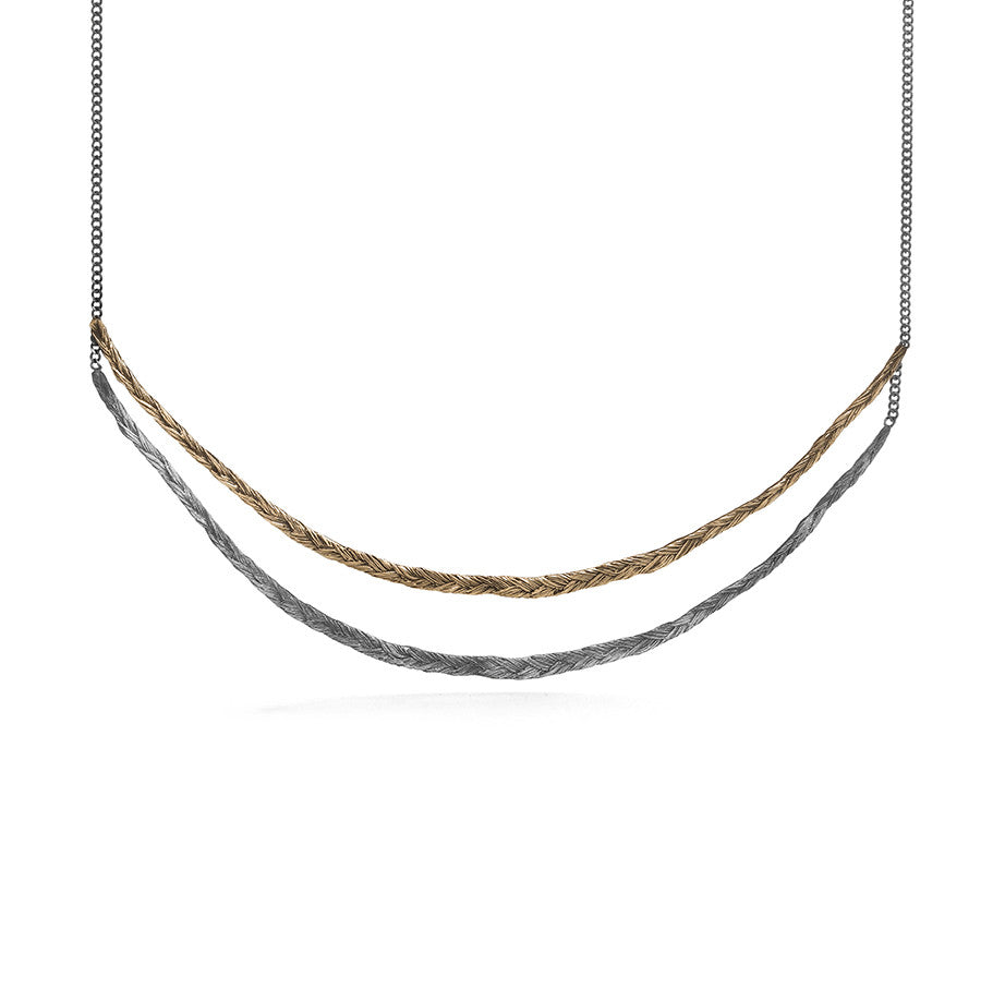 Women’s Gold / Silver Braid Necklace - Double Thin Braid Orrifinn Jewels
