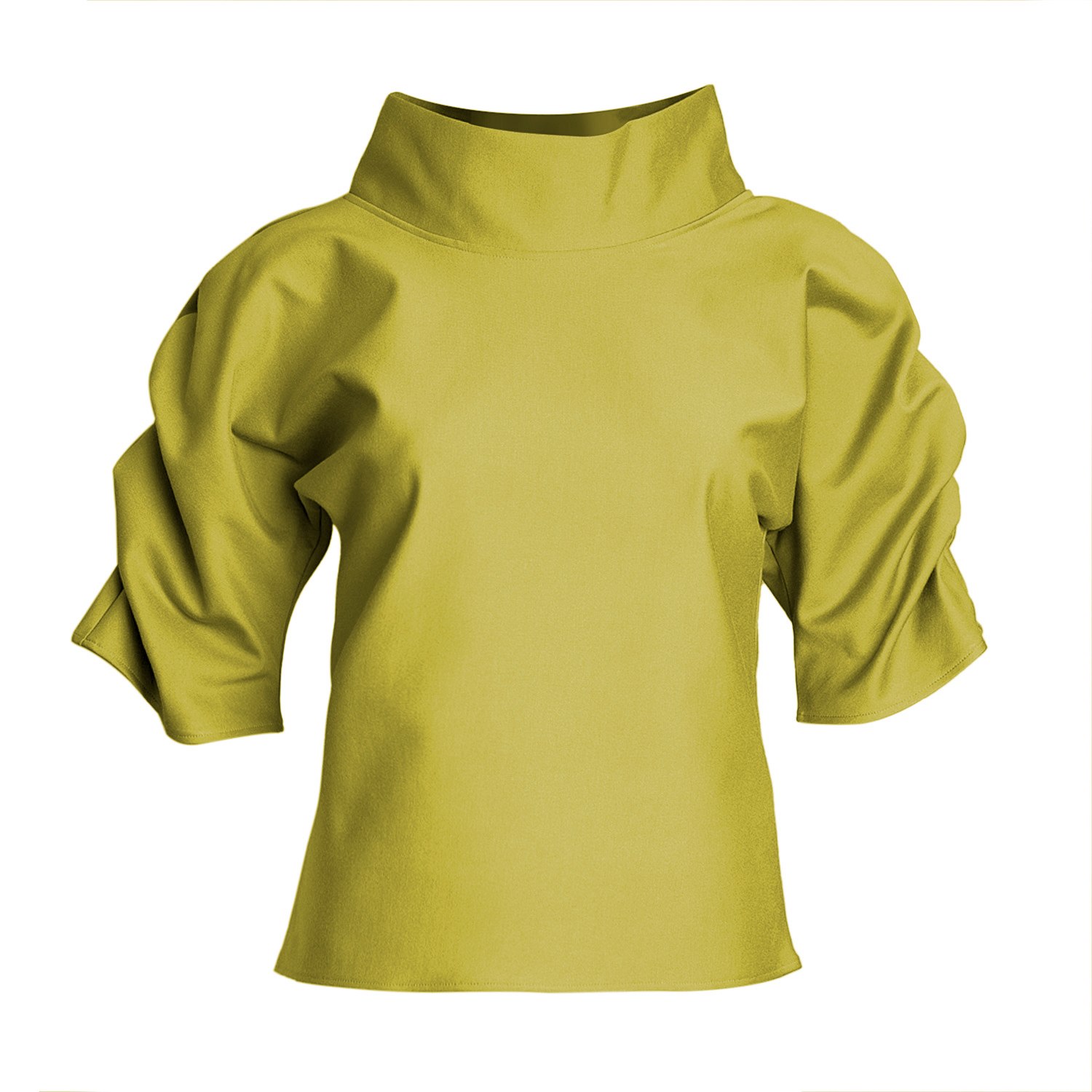 Bianca Popp Women's Yellow Puff Blouse With Collar In Lime