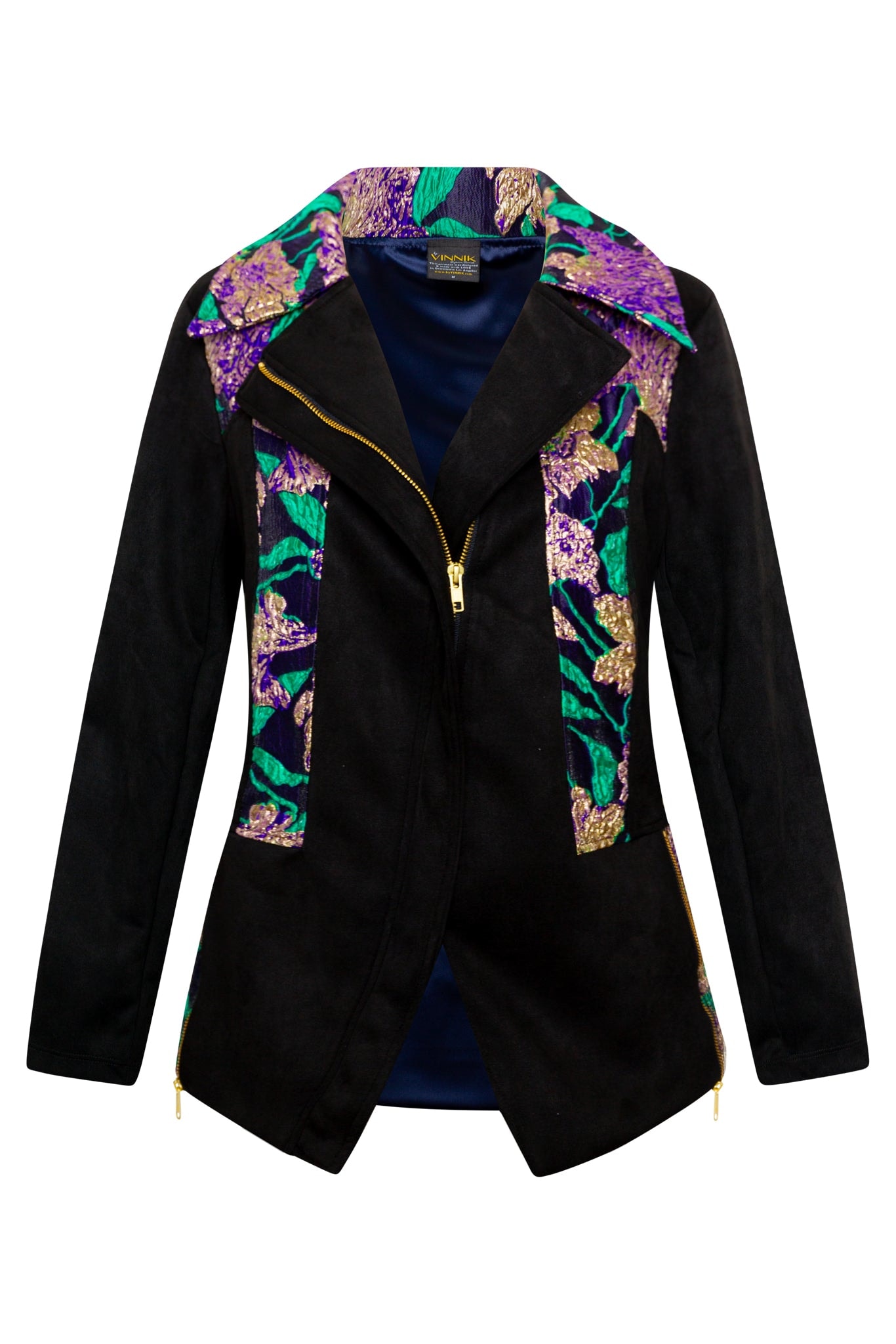 Women's Gold / Black / Purple Moto Jacket In What The Flower - Purple | Extra Large | Byvinnik
