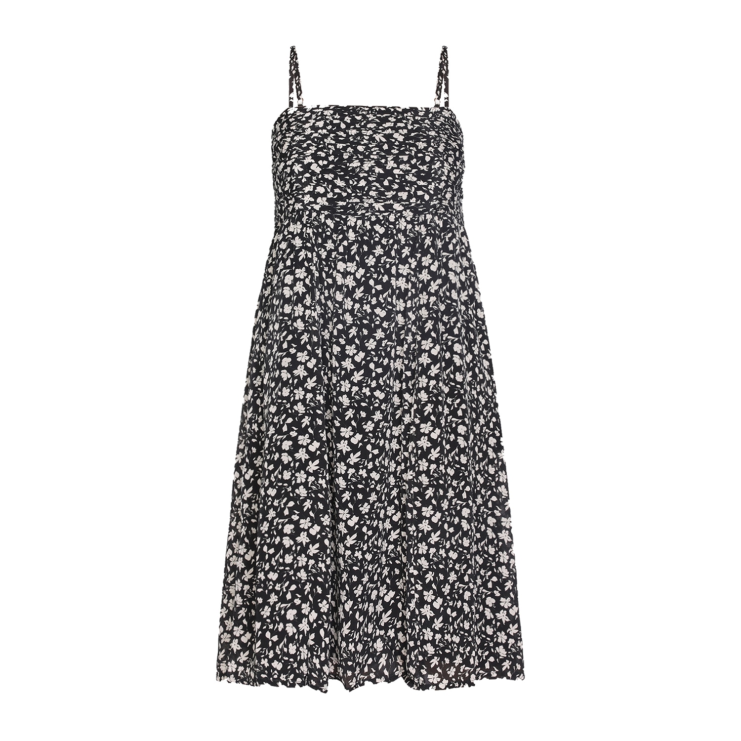 Reistor Women's Ruched Strappy Mini Black Crepe Dress In Black