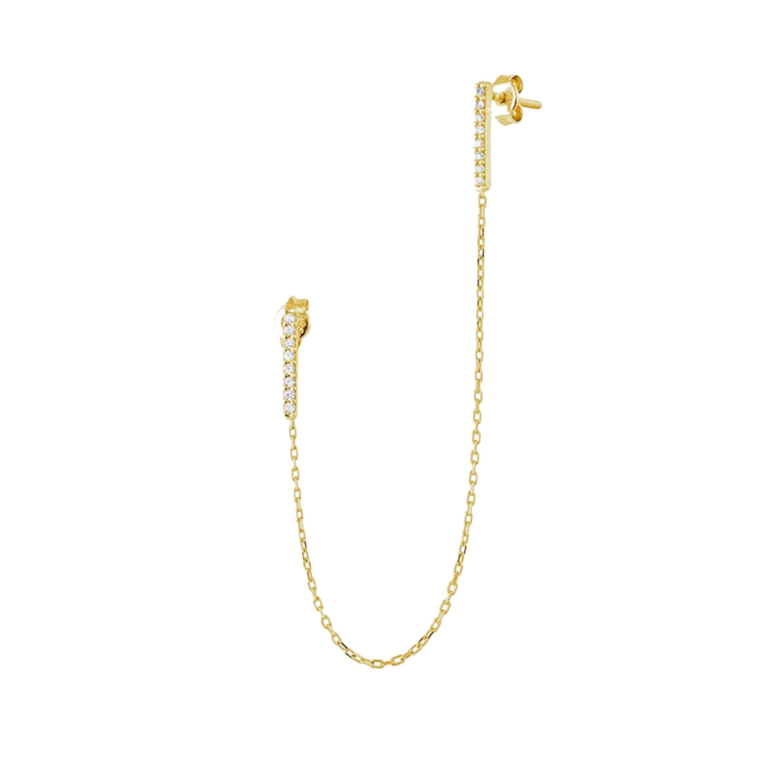 Women’s Chained Bar Chain Earring Sterling Silver - Gold Spero London