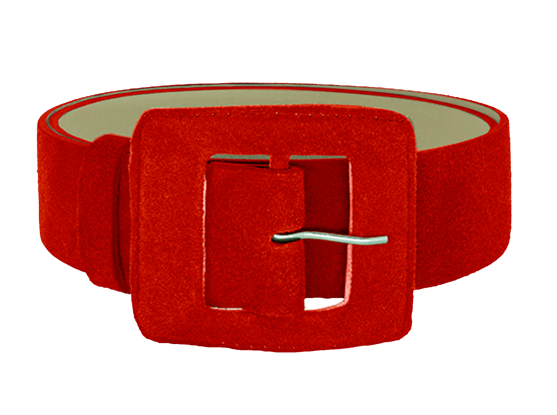 Women’s Suede Square Buckle Belt - Red Small Beltbe