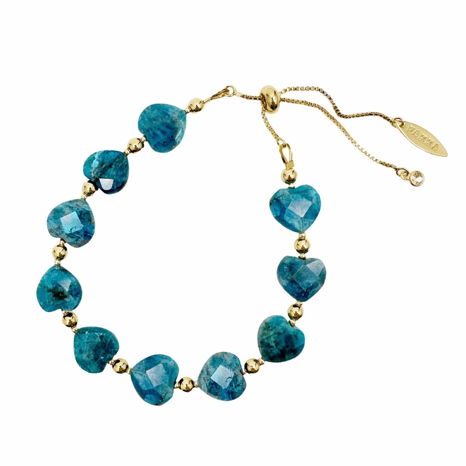 Farra Women's Heart-shaped Blue Apatite Adjustable Bracelet In Green