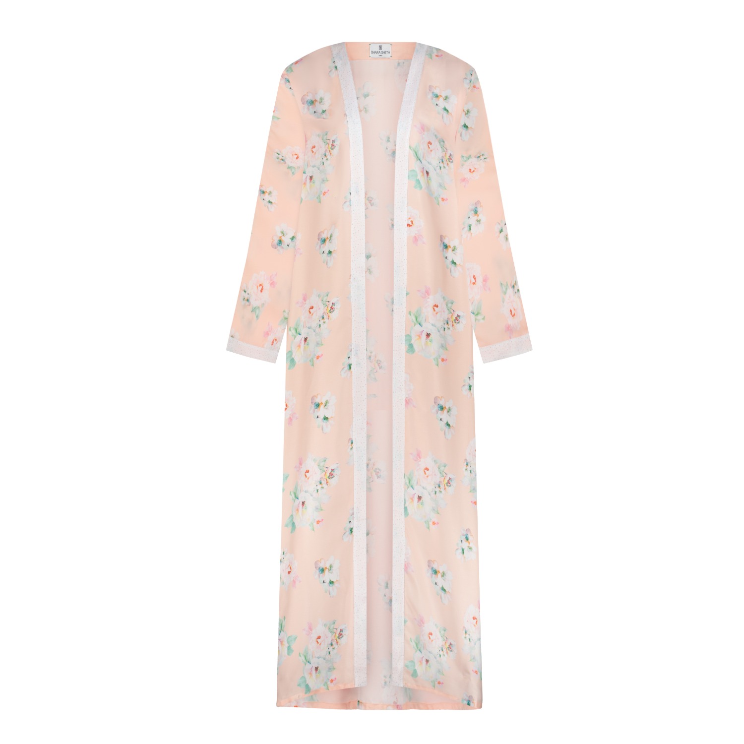 Dhara Sheth Dubai Women's White Floral Reverie Silk Kimono Robe In Pink