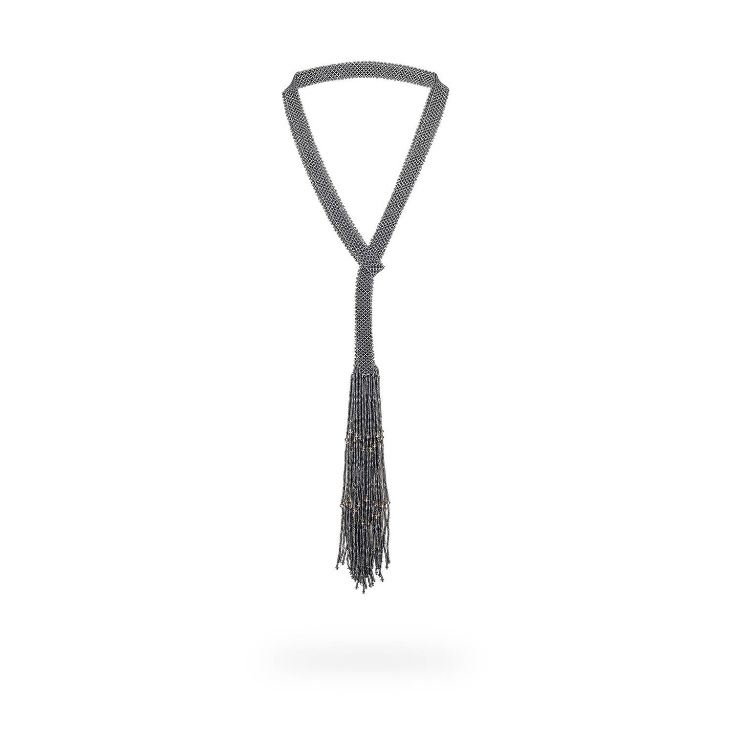 Kuu Women's Cintilla Long Necklace - Grey Metallic In Gray