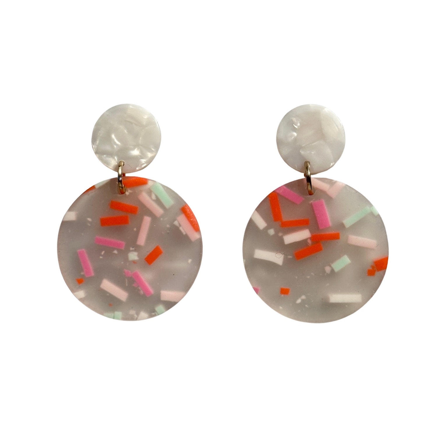 Women’s Green / Pink / Purple Circle Drop Earrings In Pastel Sprinkle With White Stud Closet Rehab