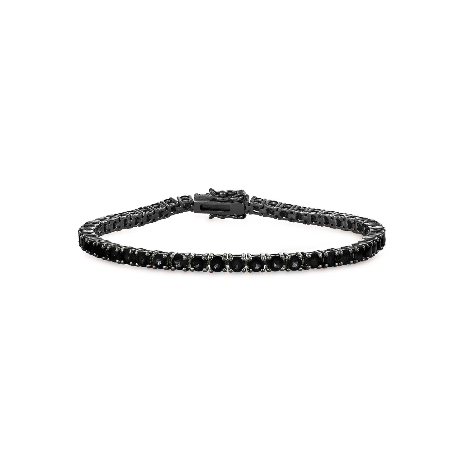Sally Skoufis Men's Rebel Bracelet With Man Made Cz Diamond Stimulant In Sterling Silver & Premium Black Rhodium In Black