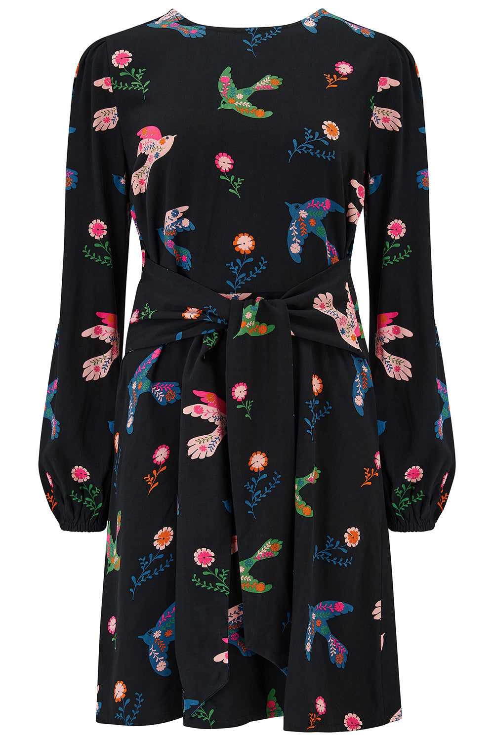 Sugarhill Brighton Women's Oksana Mini Dress, Black, Rainbow Folk Bird