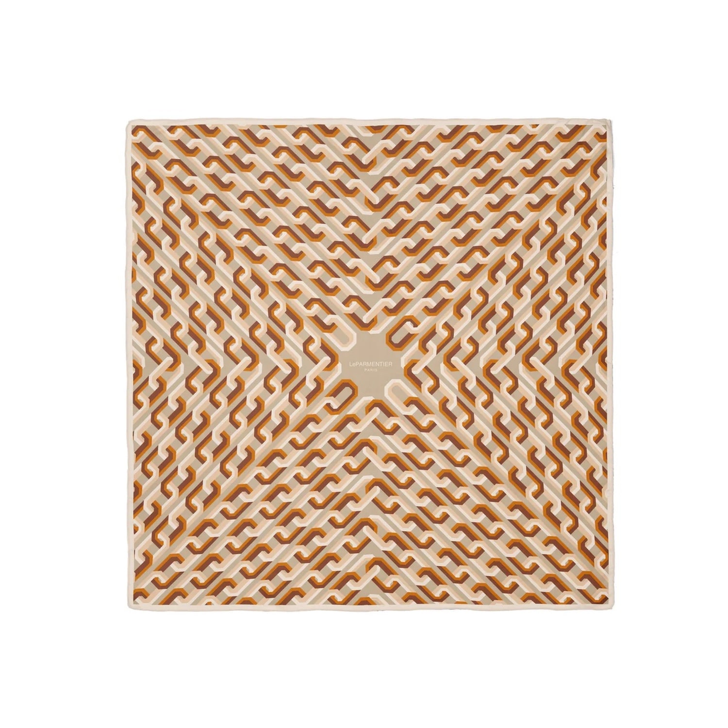 Le Parmentier Women's Neutrals Chain Motif Silk Square Scarf - Beige