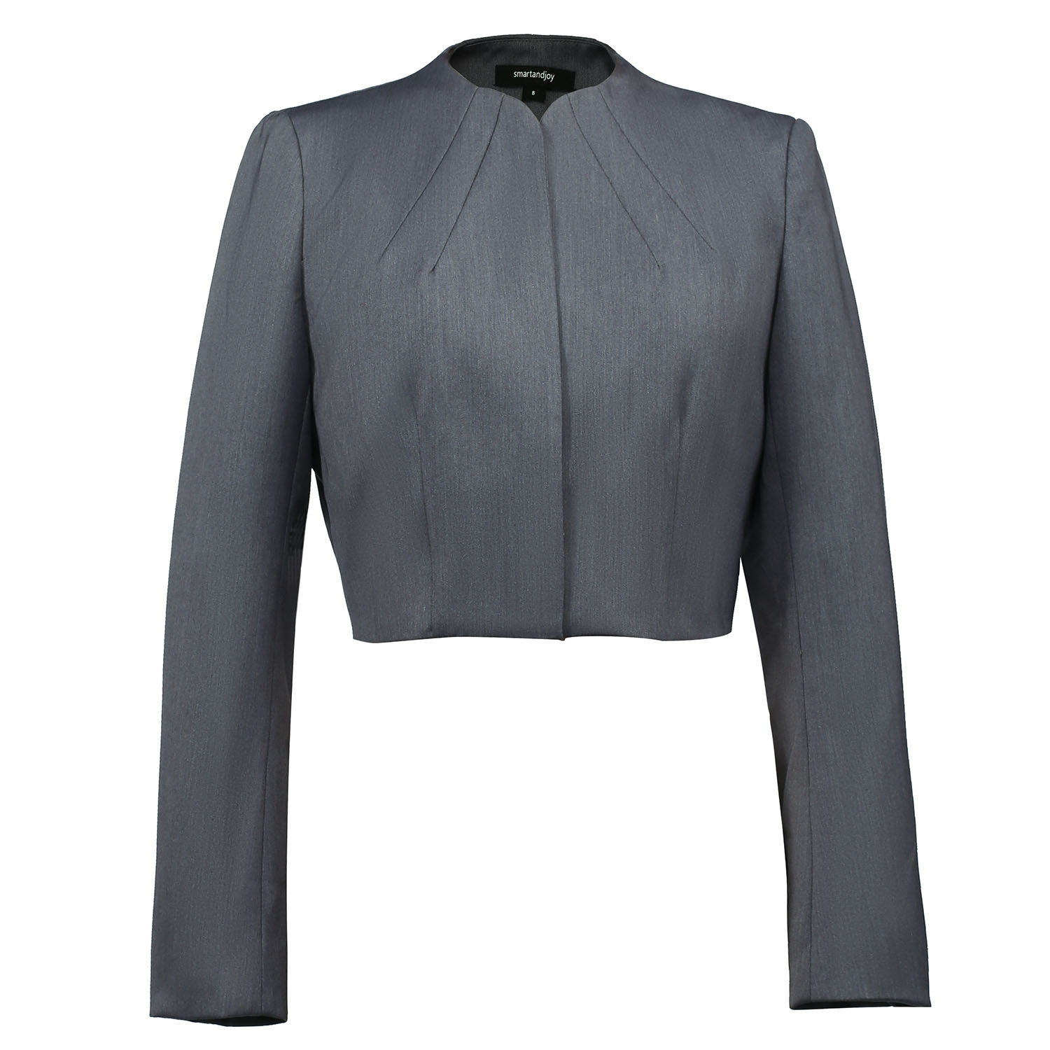 Smart And Joy Women's Crop Bolero Minimalist Blazer - Dark Grey In Gray