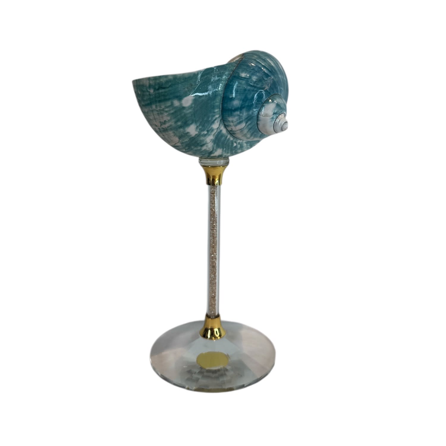 Suki Wang London Blue / Gold Blue Natural Seashell Wine Glass In Multi