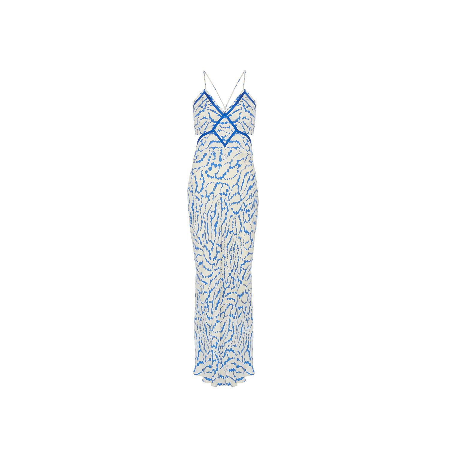 Women’s Patterned Thin-Strap Blue Dress Small Rue Les Createurs