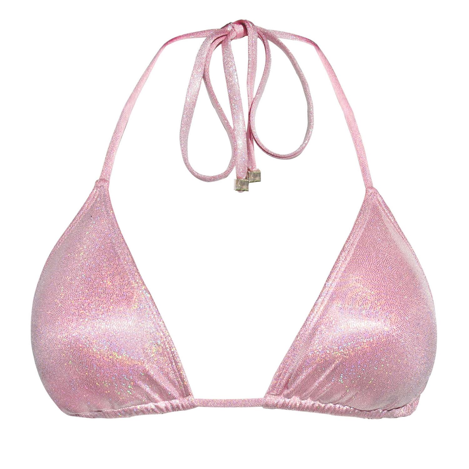 Enez Swim Women's Pink / Purple Nova Triangle Bikini Top - Glitter Pink In Pink/purple