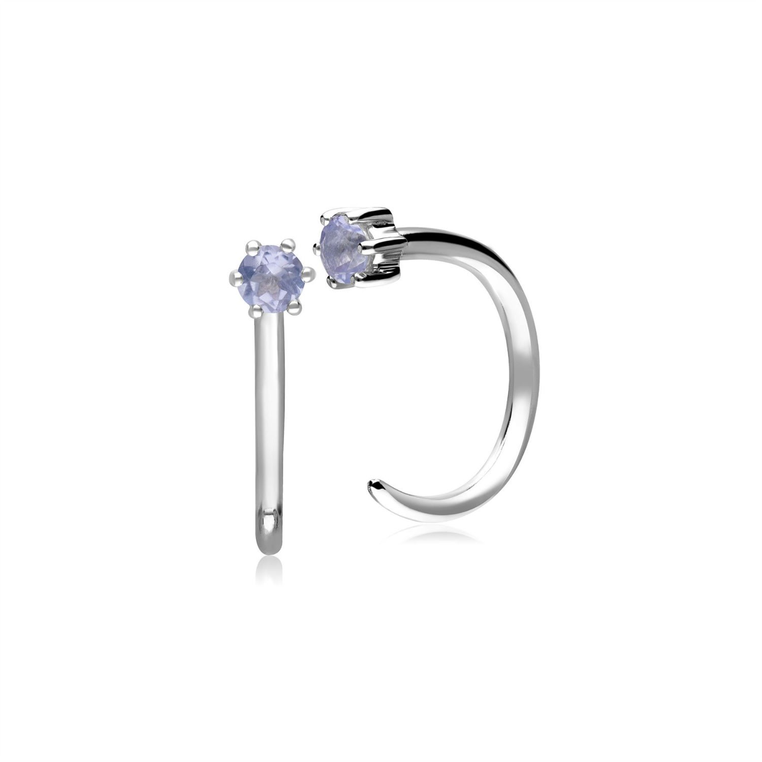 Women’s Blue Tanzanite Pull Through Hoop Earrings In White Gold Gemondo