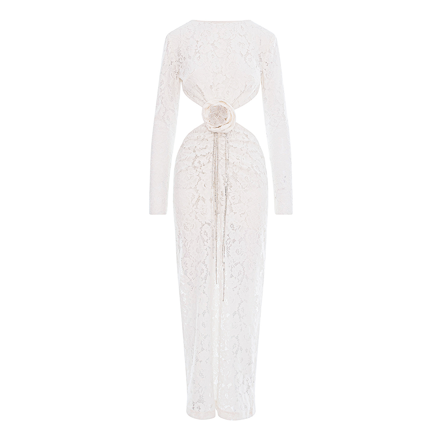 Women's Rose Midi White Lace Dress | Medium | Underflirty