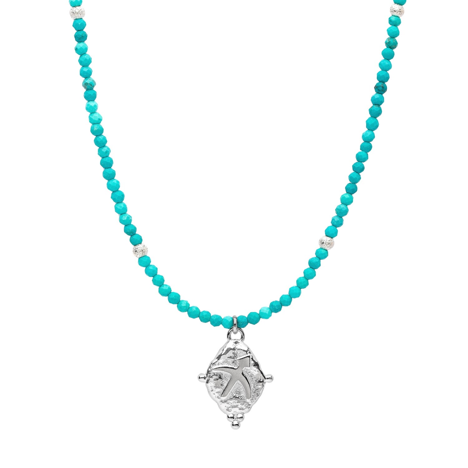 Seven Saints Women's Blue / Gold Sagittarius Gemstone Choker Necklace, Turquoise, White Rhodium In Blue