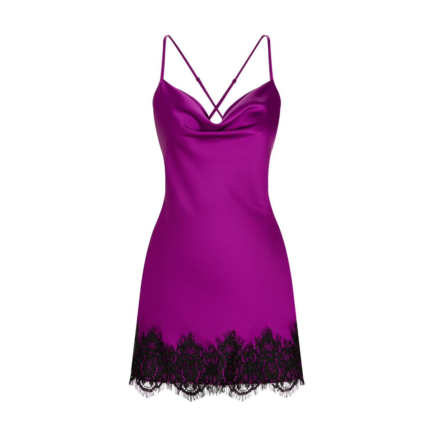 X Intima Women's Pink / Purple Elegance In Purple With Maxi Satin Dress With Lace In Pink/purple