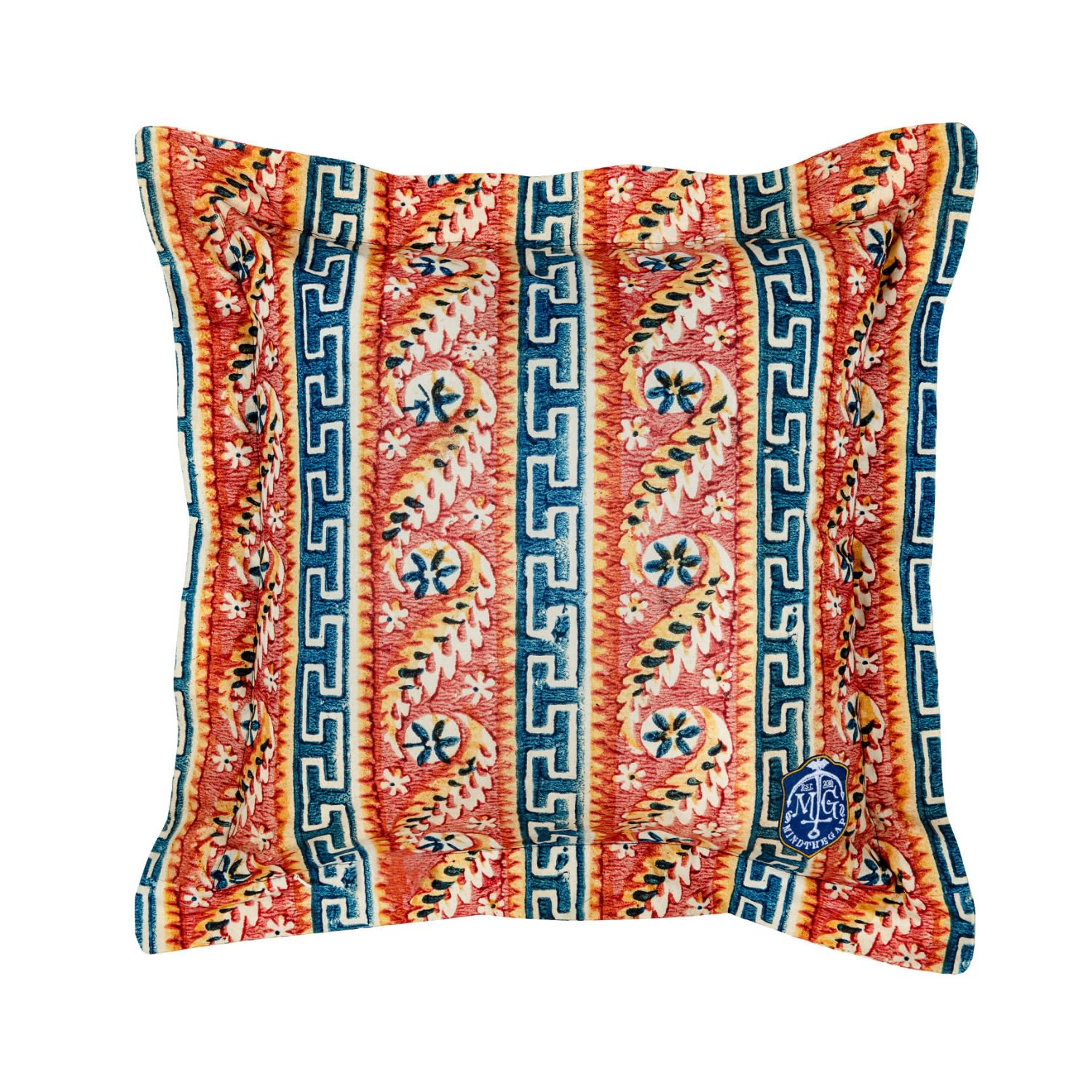 White / Blue / Yellow Samothraki Cotton Cushion By Mindthegap