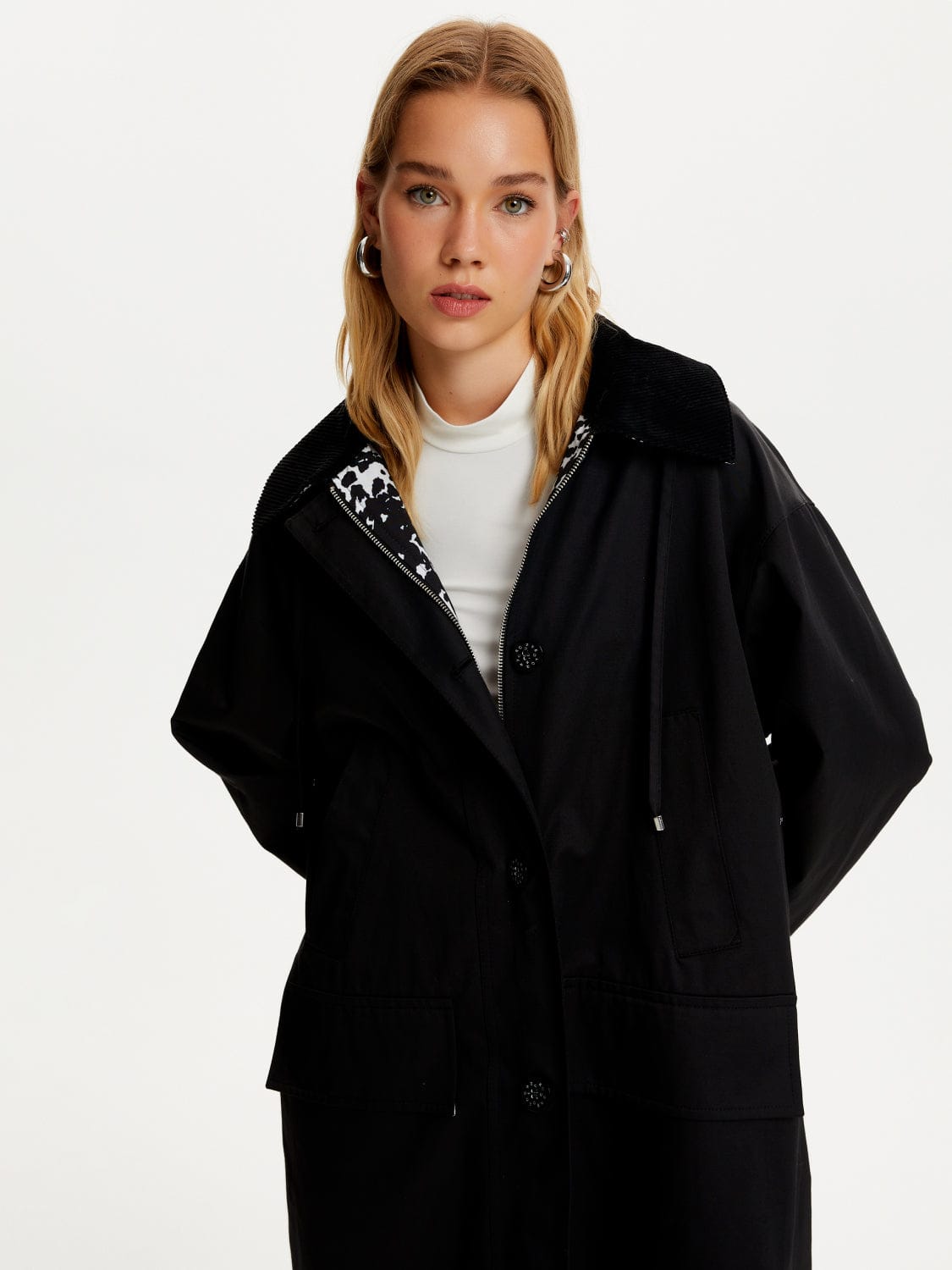 Oversized hooded trench coat best sale