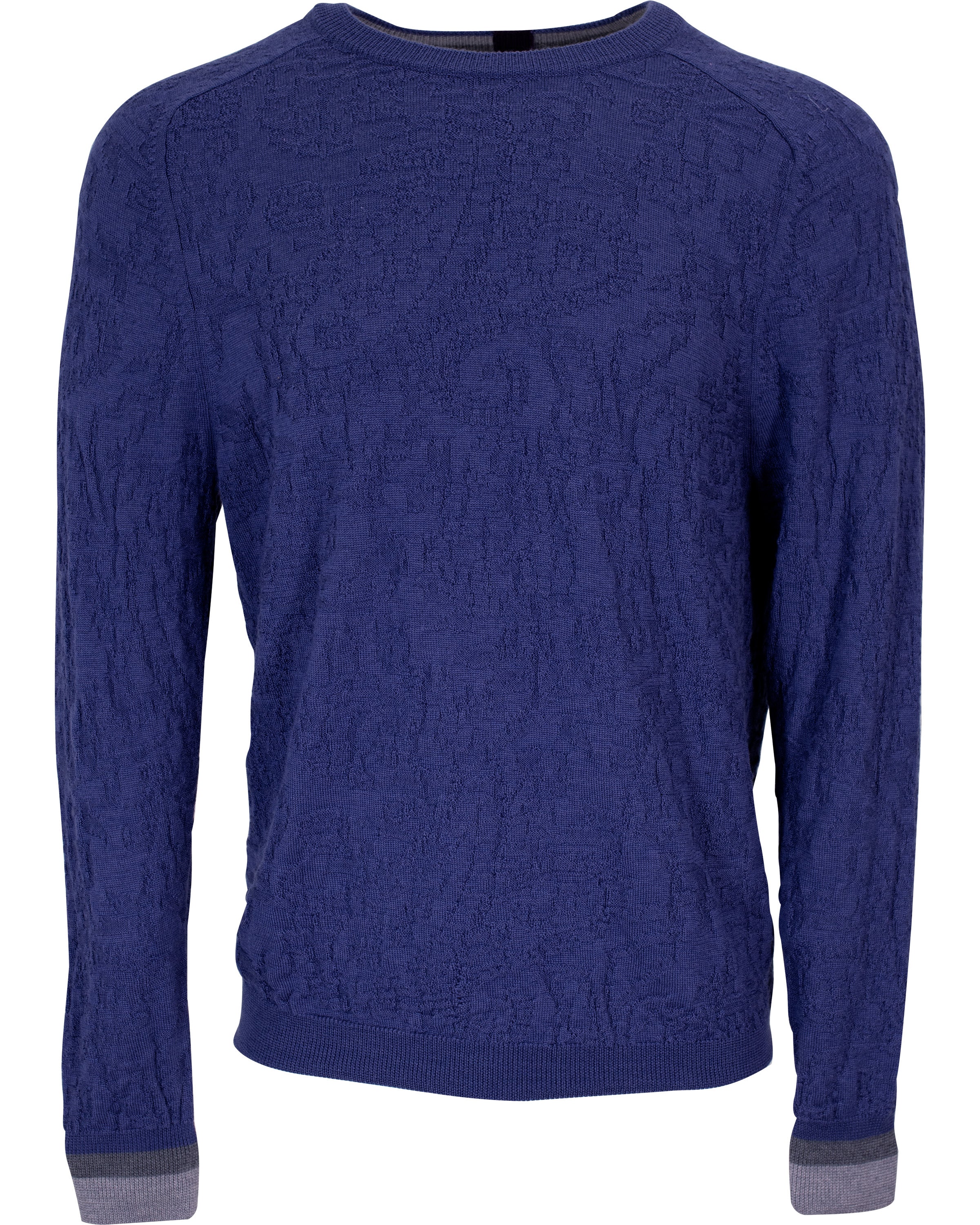Lords Of Harlech Men's Blue / Grey Colin Jacquard Merino Paisley Sweater In Skipper In Blue/grey