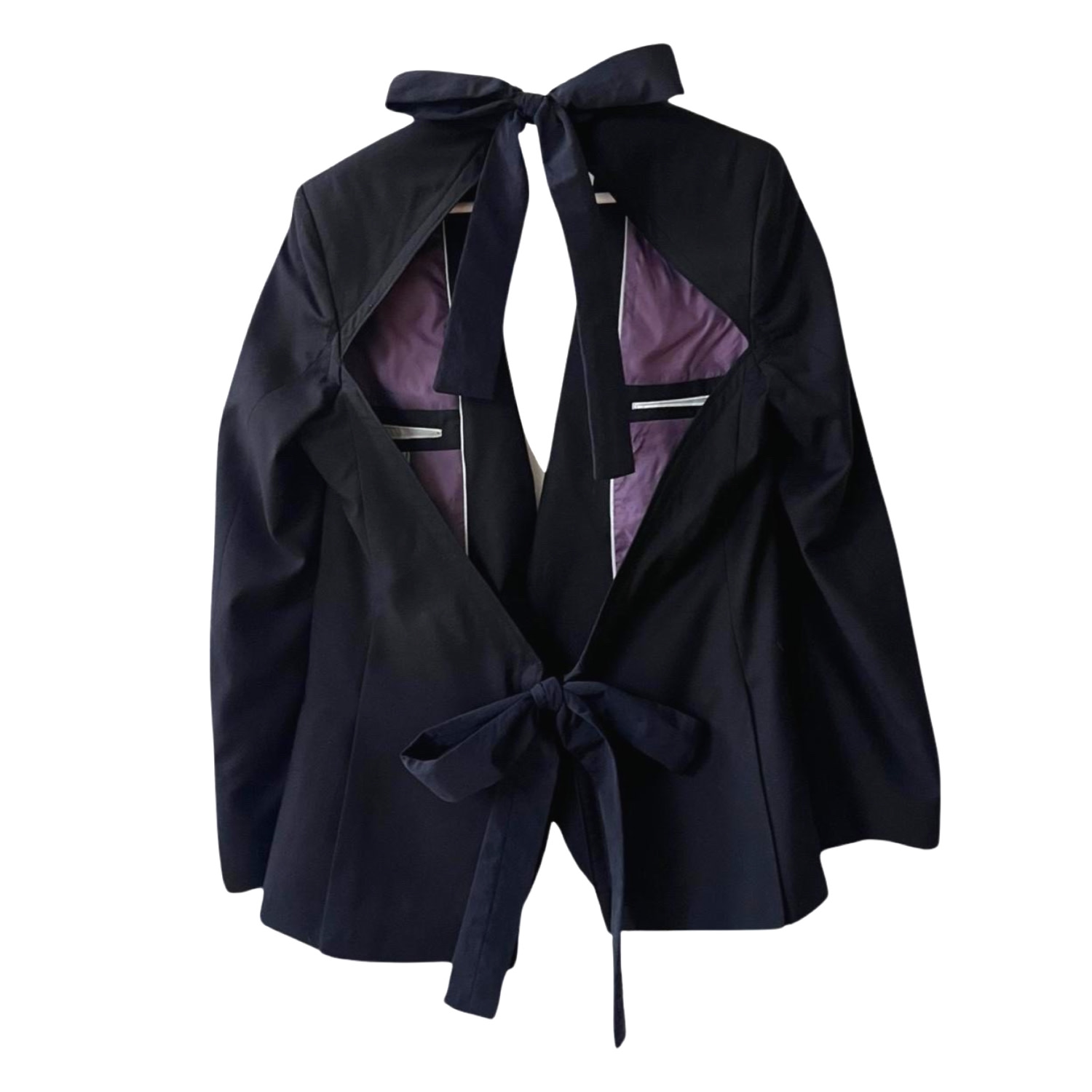 Women’s Black Reworked Oversize Black Blazer With Open Back & Bows S/M London Atelier Byproduct