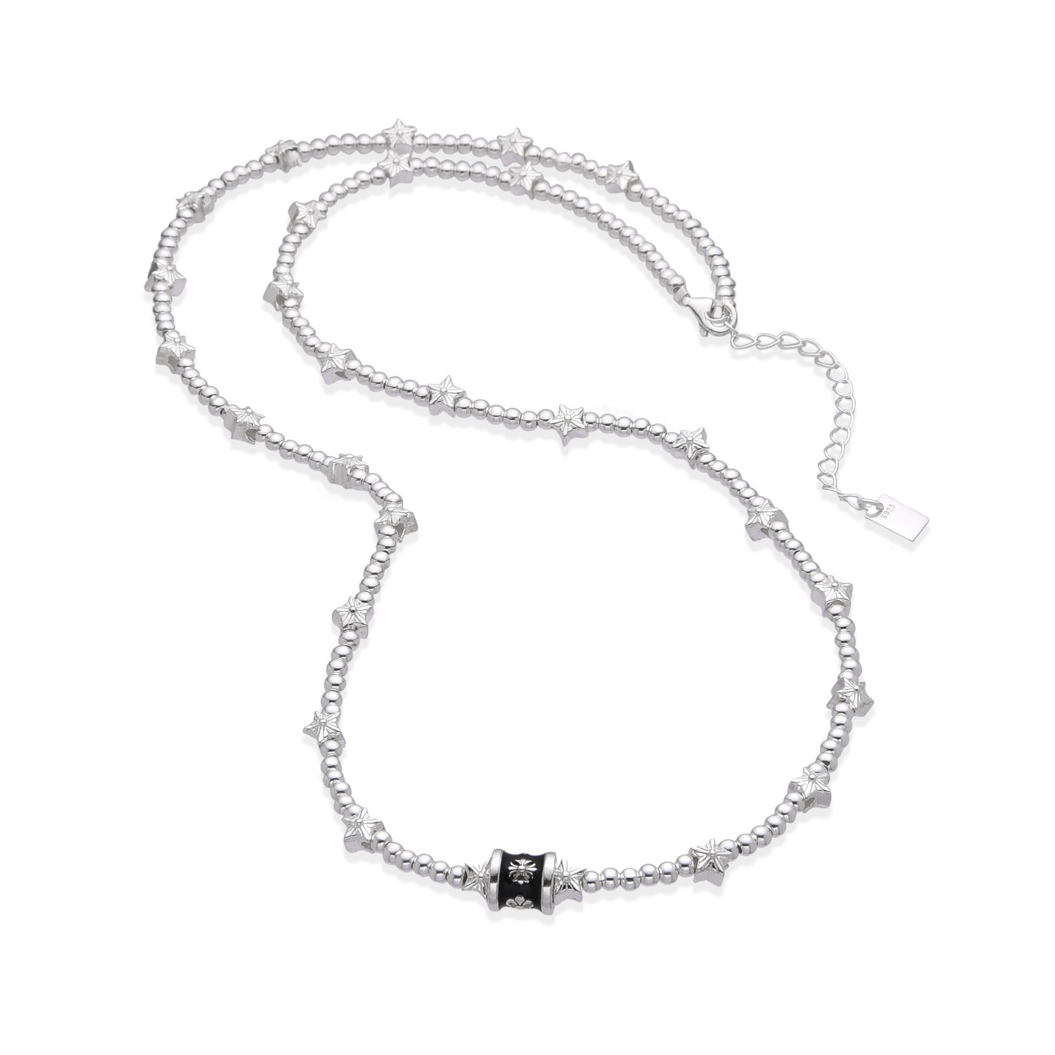 Altar™ Ornaments Co. Men's Celestia Necklace| Sterling Silver Star Beaded Necklace - Altar™ In Silver