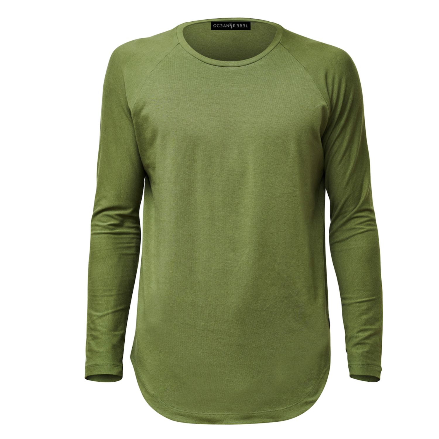 Men’s Long Sleeve Scoop Comfort T-Shirt - Green Medium Ocean Rebel